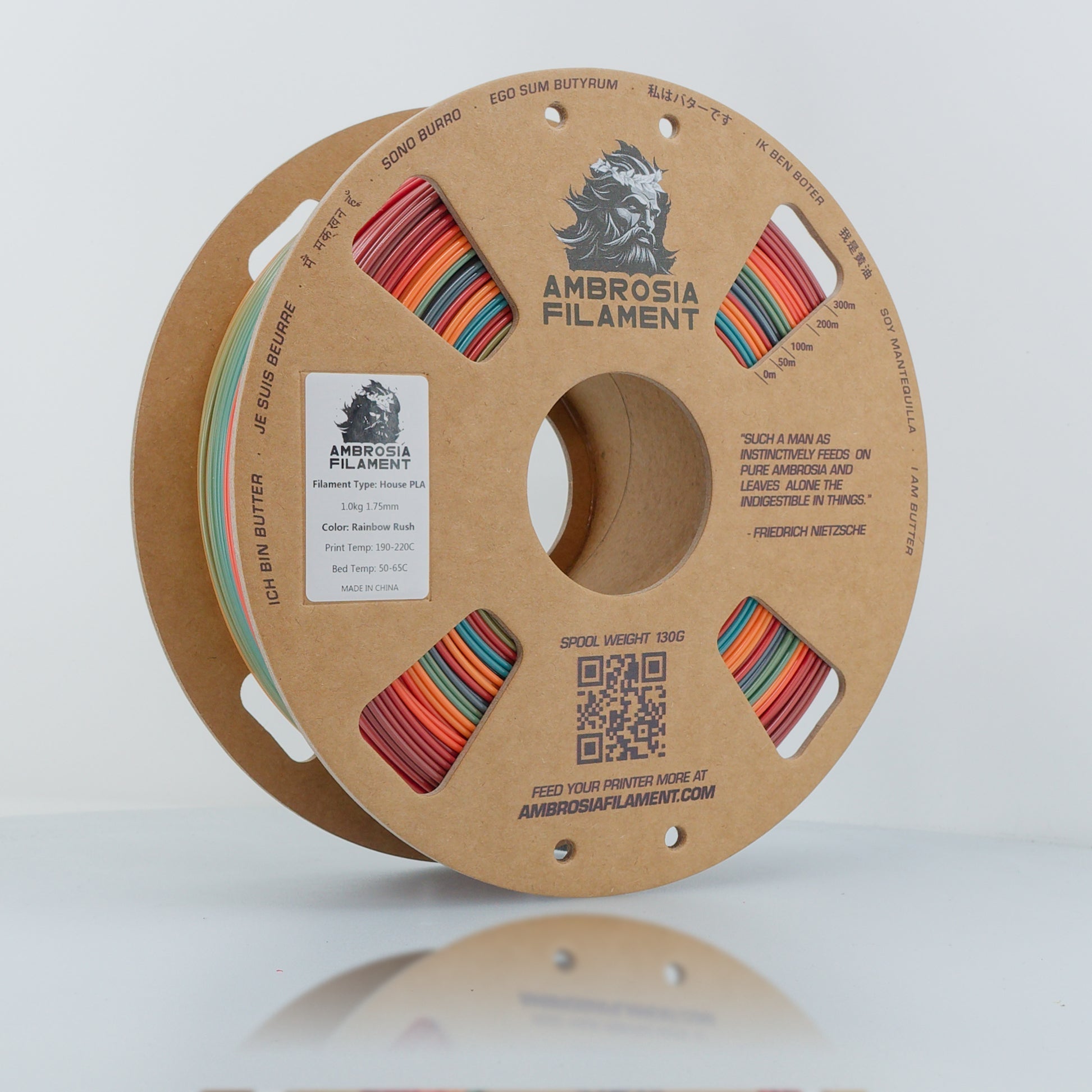 AMBROSIA PLA Filament of the Gods - 1KG Bambu AMS Friendly Cardboard Spools Premium 3D Printing Filament West3D Printing