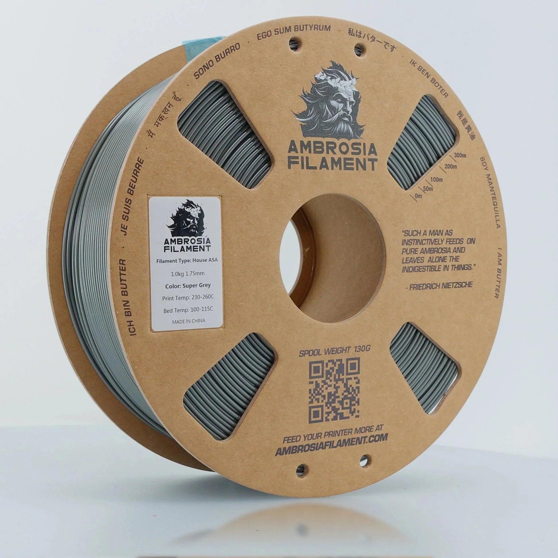 AMBROSIA PLA Filament of the Gods - 1KG Bambu AMS Friendly Cardboard Spools Premium 3D Printing Filament West3D Printing
