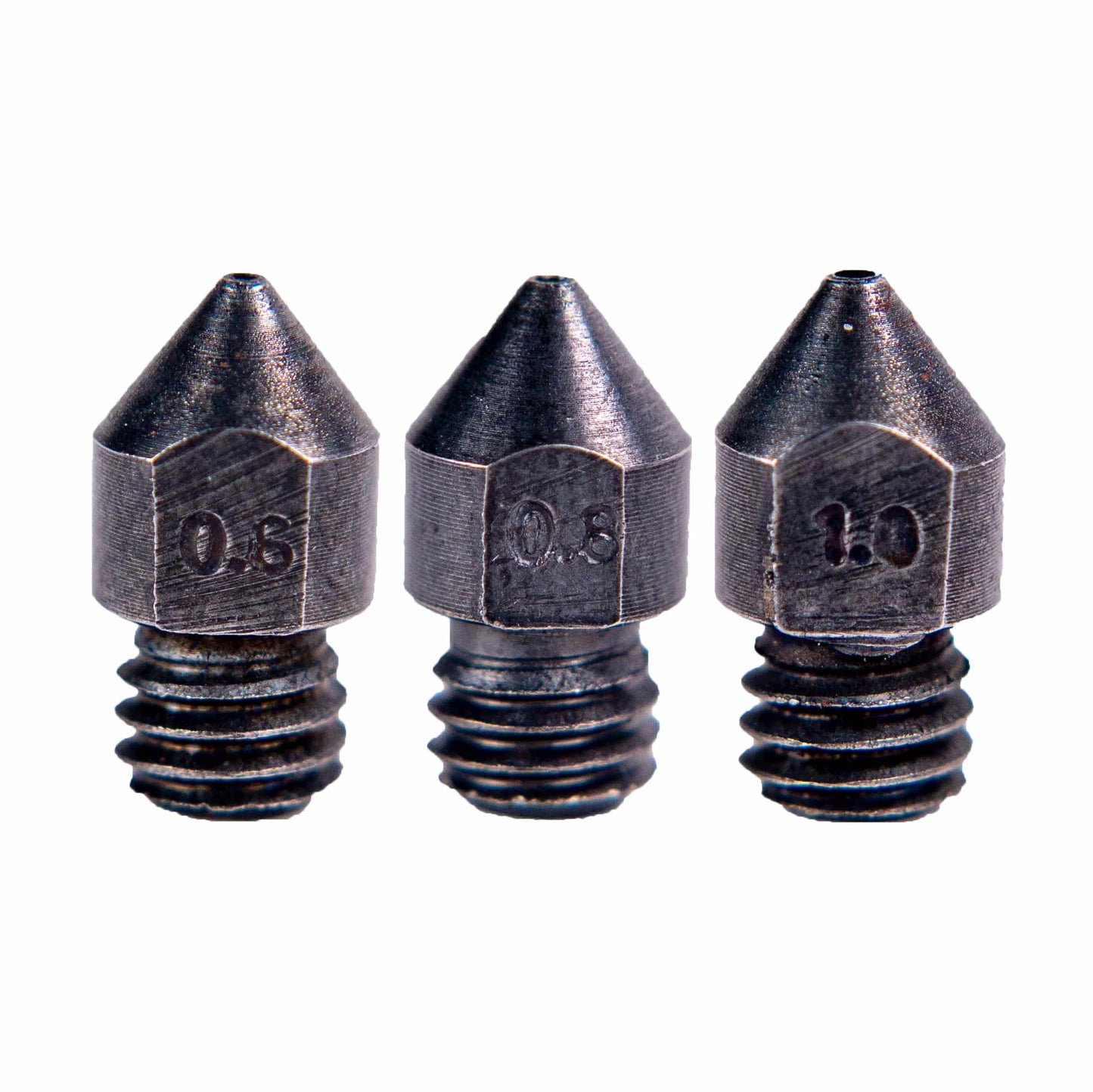 Nozzle - MK8 Hardened Steel 0.6/0.8/1.0mm The Virtual Foundry