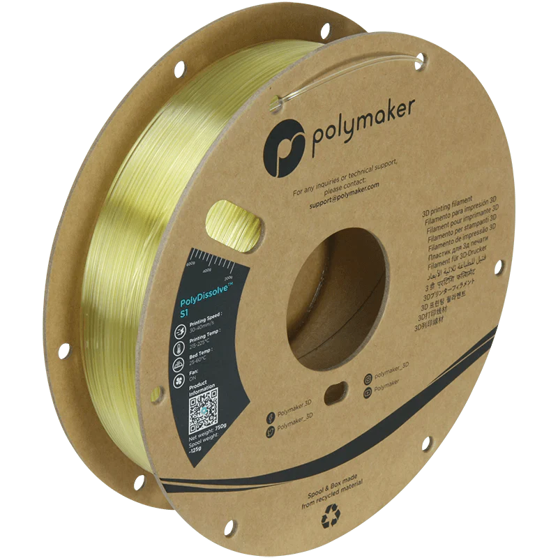 Polymaker PolyDissolve S1 (PVA) Dissolvable 3D Printer Filament For Supports .75KG 1.75mm West3D Printing