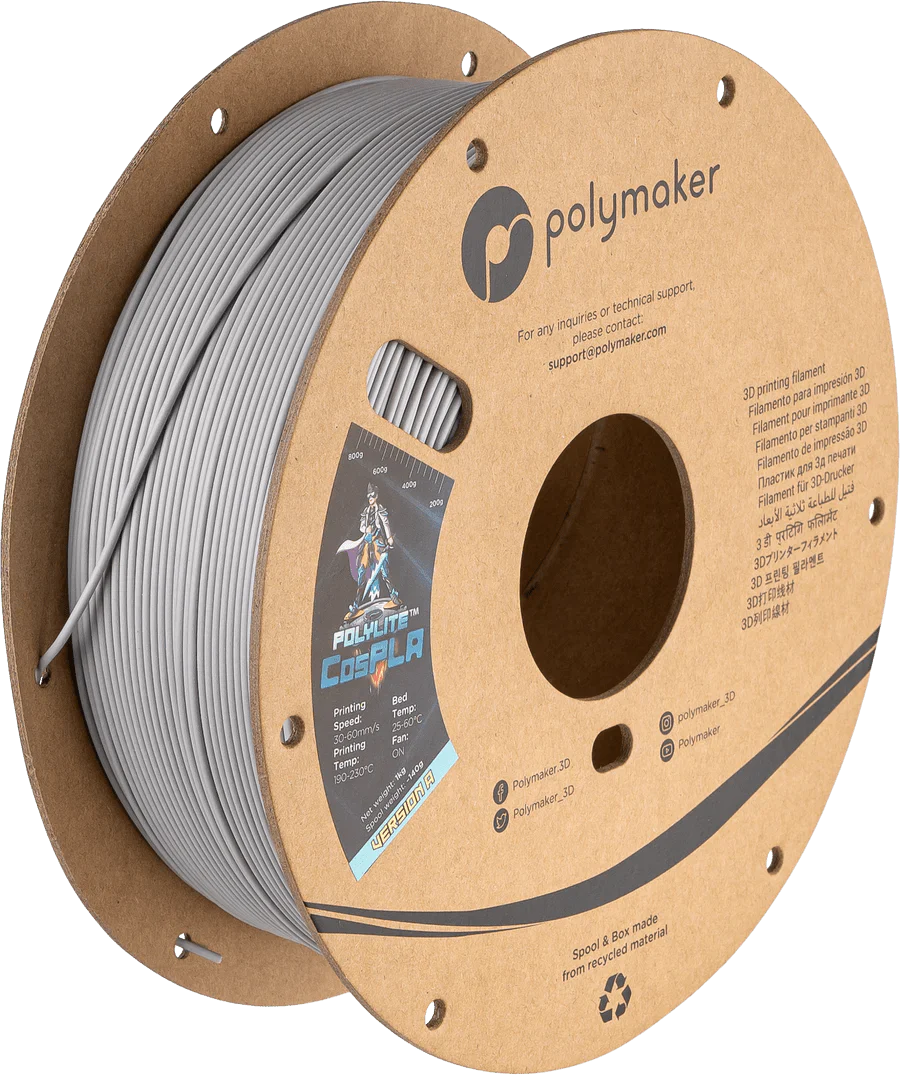 Polymaker PolyLite CosPLA Durable and Sandable PLA for Cosplay 3D Printer Filament 1KG 1.75mm West3D Printing