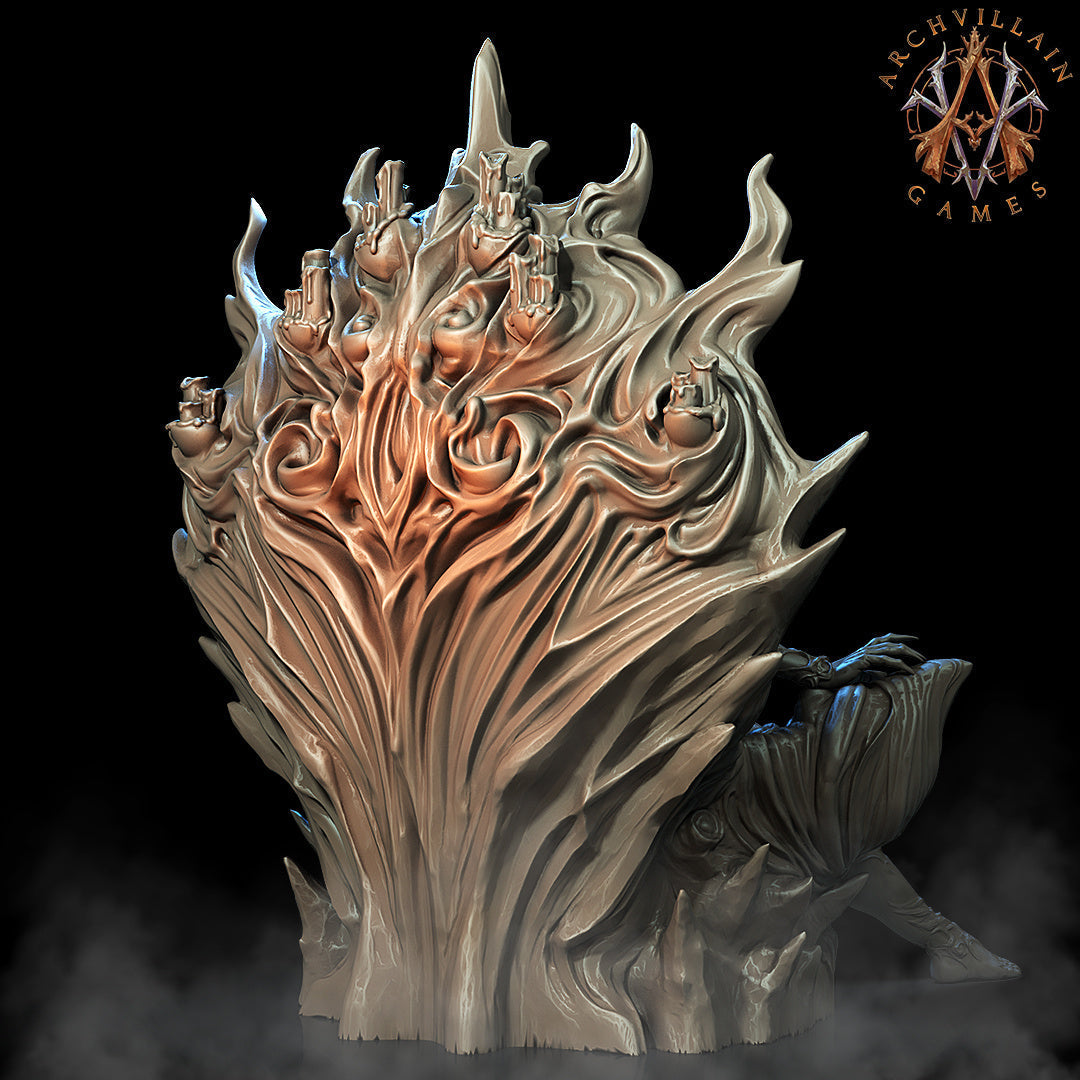 3D Printed Archvillain Games - Queen Naamah on Throne 28mm 32mm D&D 3D Printing Boss