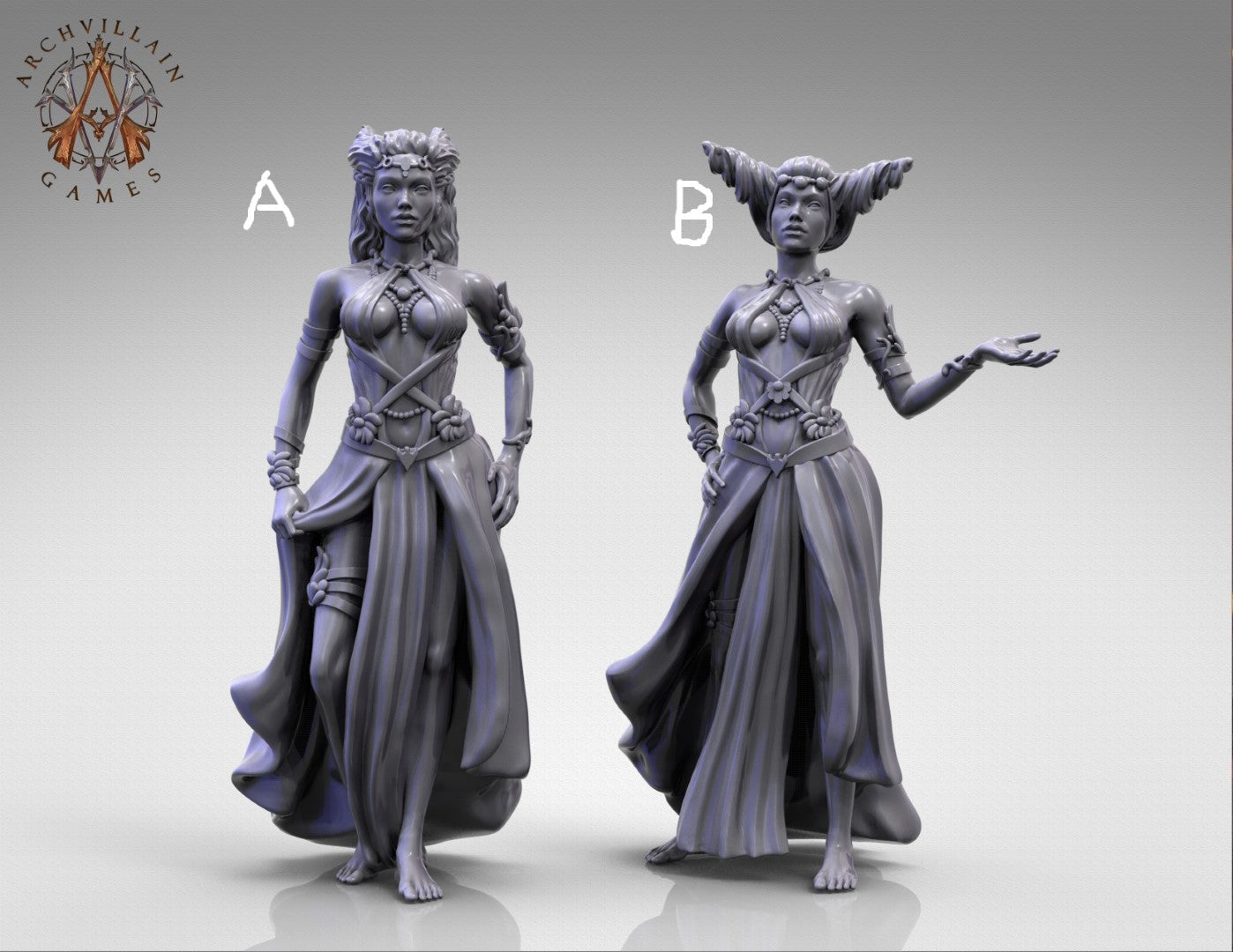 3D Printed Archvillain Games  - Human Consorts Mistresses 28 32mm D&D 3D Printing Boss