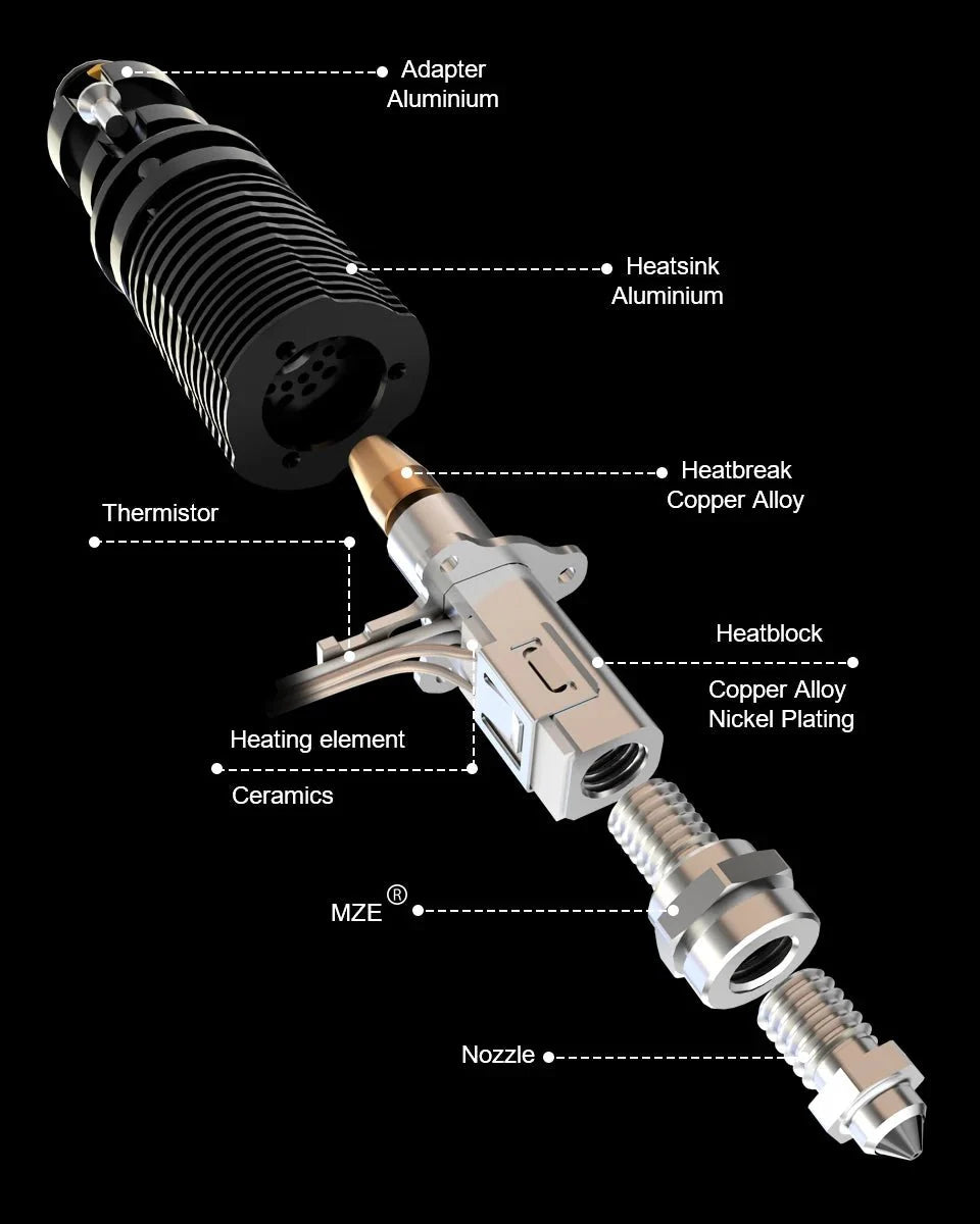 TriangleLab Rapido ACE Hotend (Hot End) HF / UHF with 104NT or PT1000 Thermistor West3D Printing