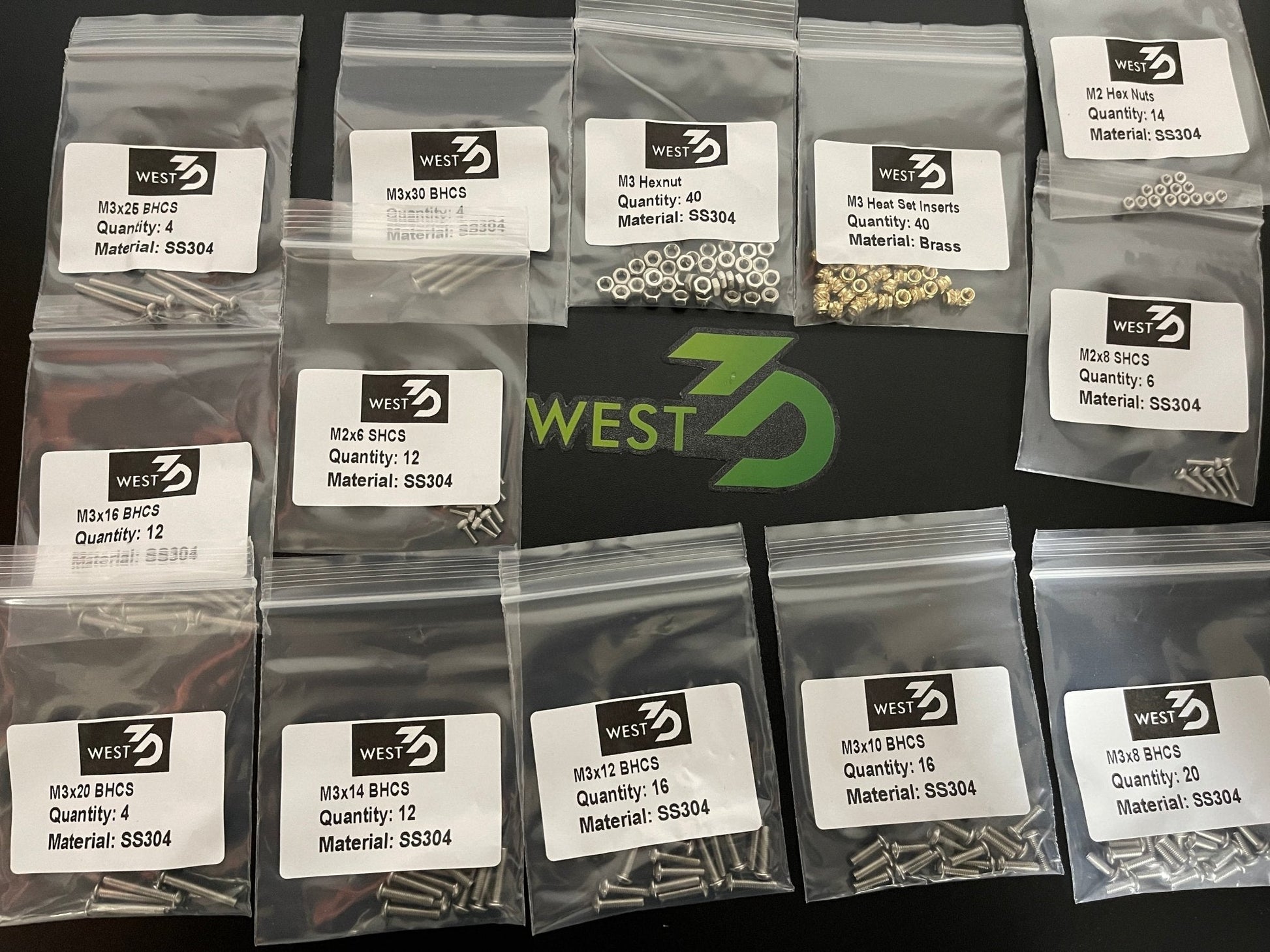 West3D BDF Stainless Steel Fastener Kit for Tri-Zero West3D Printing