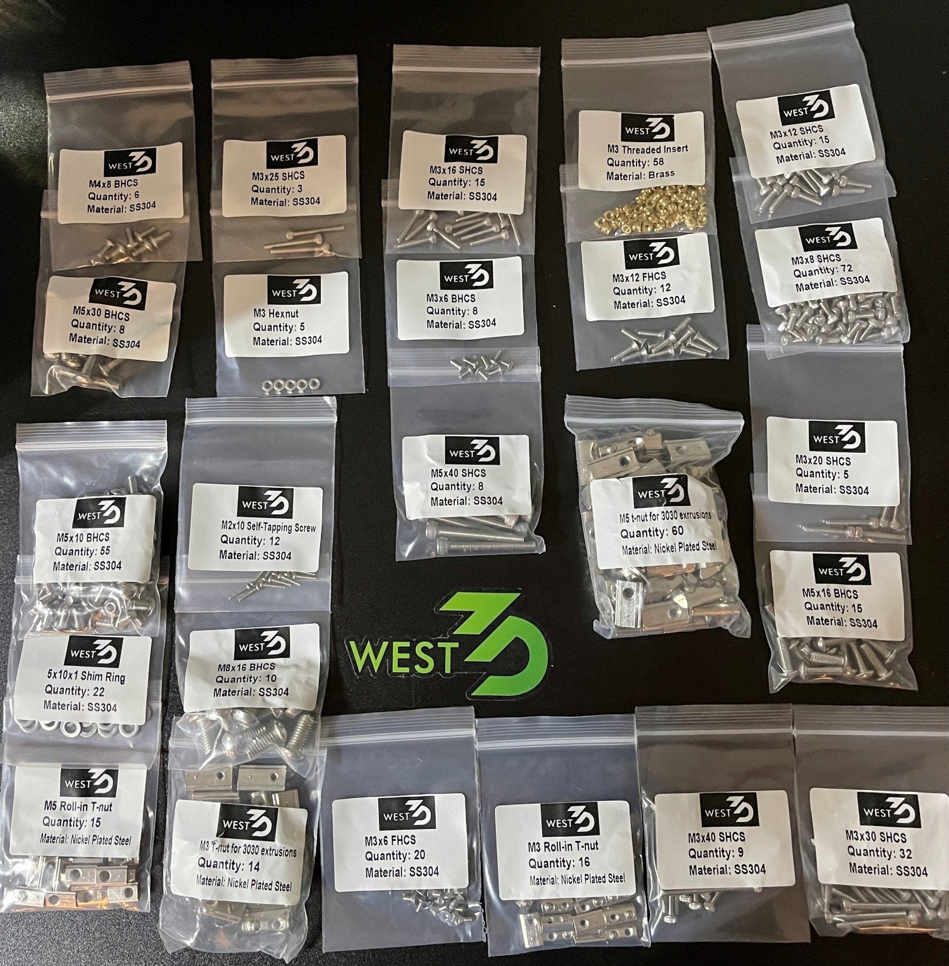 West3D Stainless Steel Fastener Kit for Voron Switchwire (BDF) West3D Printing