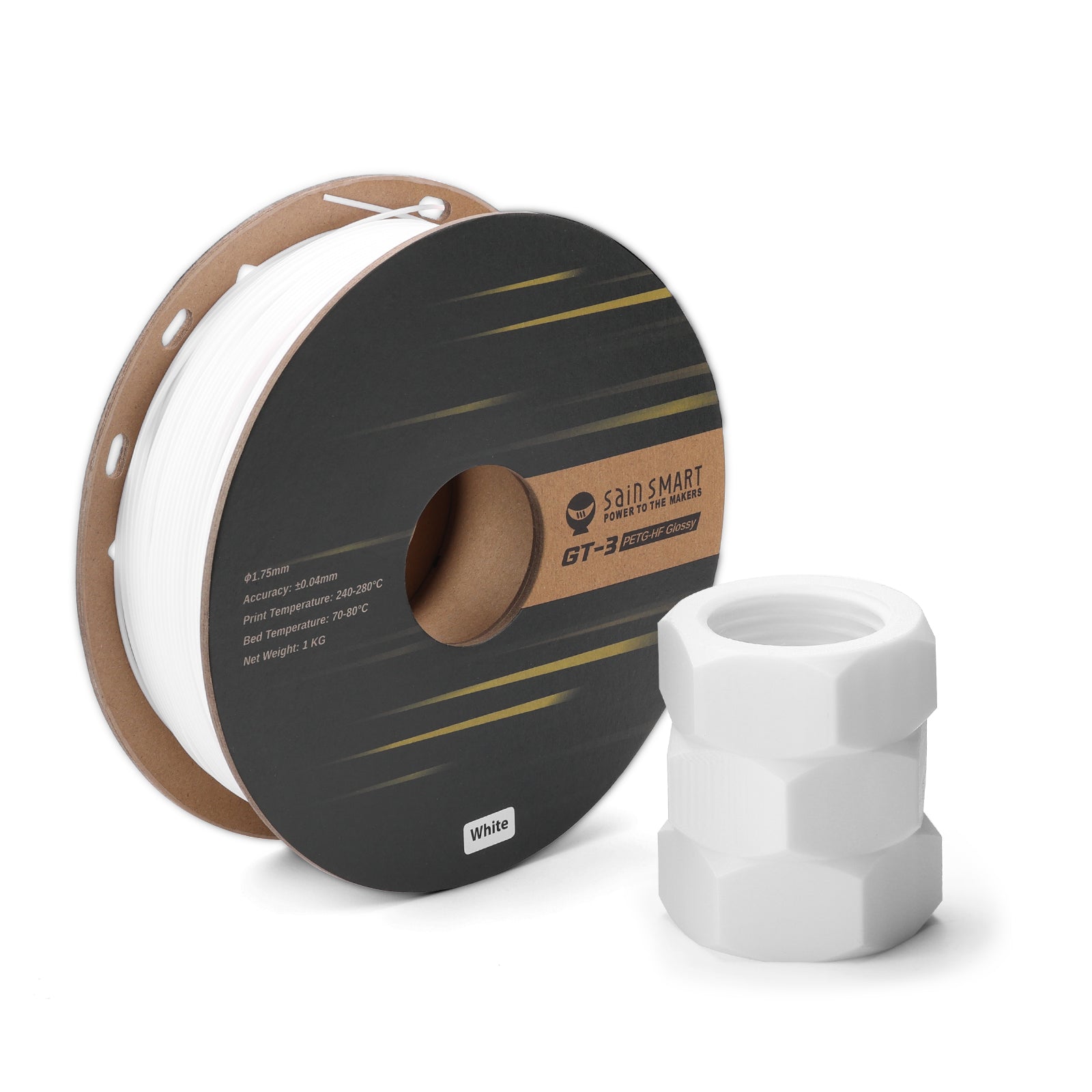 GT-3 High Speed PETG Filament, Glossy, 1.75mm, +/-0.04mm, 1KG, Black White Transparent   Filament   3DPrintiverse.com