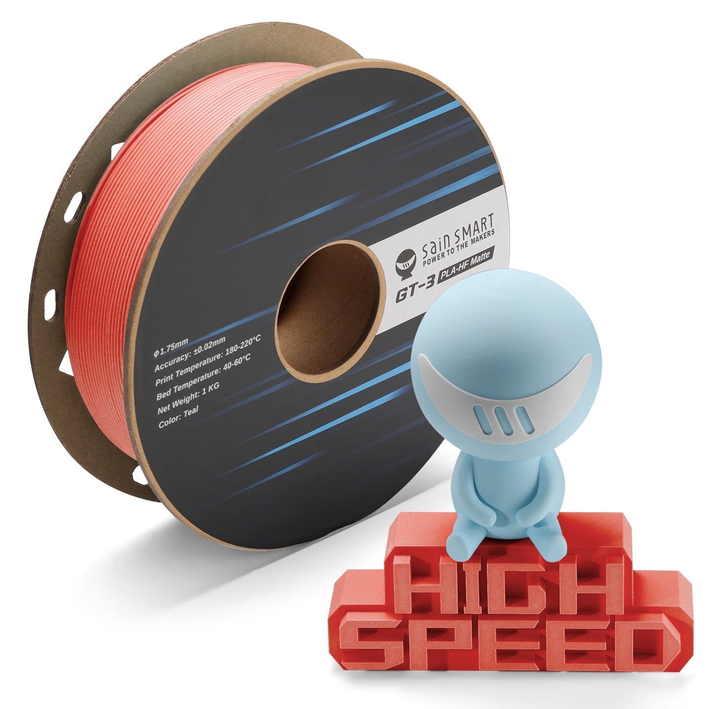 GT-3 High Speed Matte PLA Filament 1.75mm, 1KG, ±0.02mm, Black/White/Teal/Mint/Red/Grey   Filament   3DPrintiverse.com