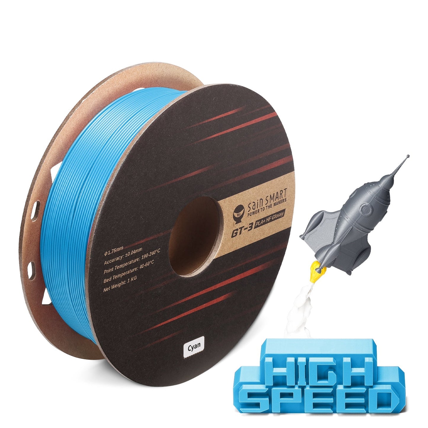 GT-3 High Speed Glossy PLA+ Filament 1.75mm, 1KG, ±0.04mm, Cyan/Magenta/Yellow/Silver   Filament   3DPrintiverse.com