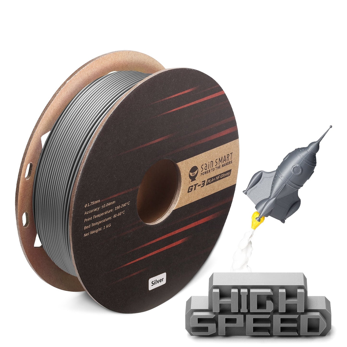 GT-3 High Speed Glossy PLA+ Filament 1.75mm, 1KG, ±0.04mm, Cyan/Magenta/Yellow/Silver   Filament   3DPrintiverse.com