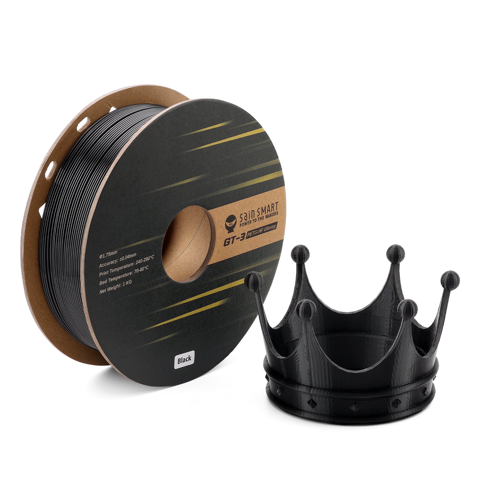 GT-3 High Speed PETG Filament, Glossy, 1.75mm, +/-0.04mm, 1KG, Black White Transparent   Filament   3DPrintiverse.com