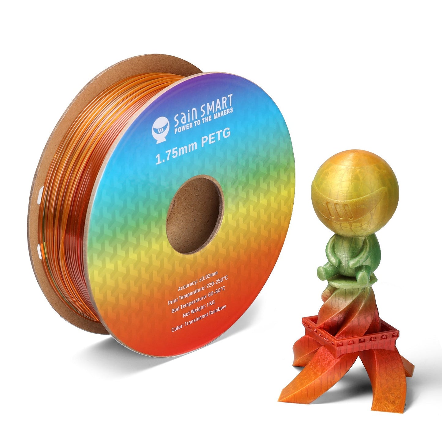 Translucent Rainbow, 1.75mm PRO-3 PETG Filament, 1kg   Filament   3DPrintiverse.com