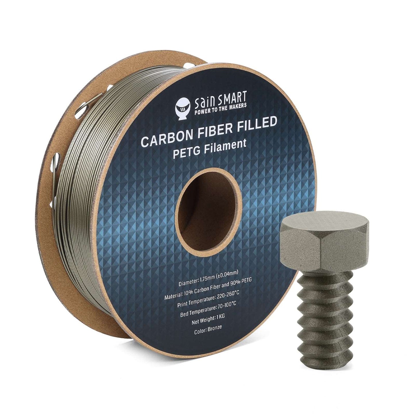 Black, Bronze Carbon Fiber PETG Filament, 1.75mm, Accuracy +/-0.04mm 1KG (2.2lbs)   Filament   3DPrintiverse.com