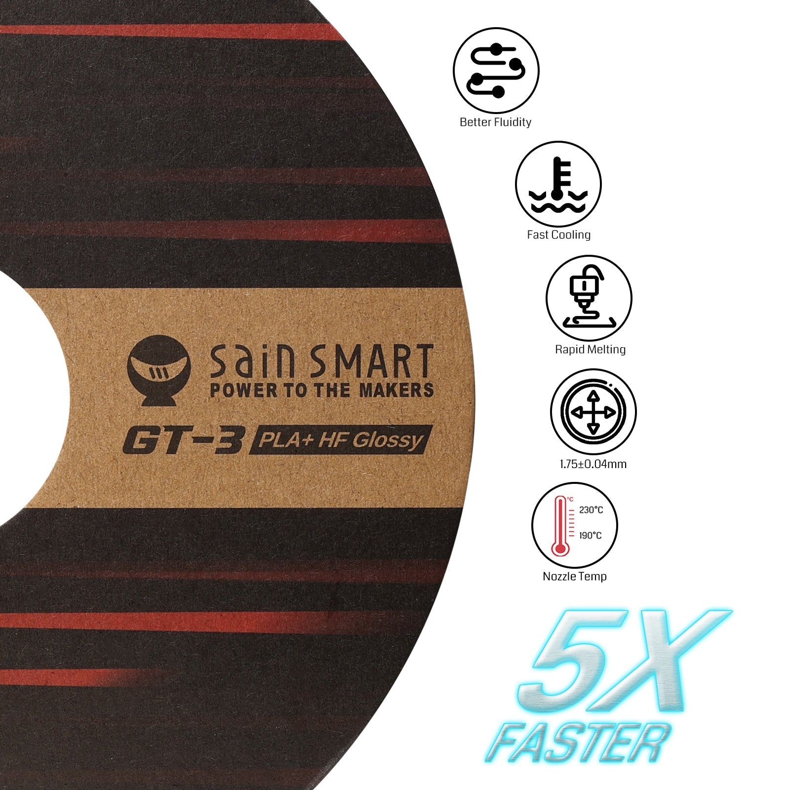 GT-3 High Speed Glossy PLA+ Filament 1.75mm, 1KG, ±0.04mm, Cyan/Magenta/Yellow/Silver   Filament   3DPrintiverse.com