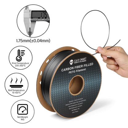 Black, Bronze Carbon Fiber PETG Filament, 1.75mm, Accuracy +/-0.04mm 1KG (2.2lbs)   Filament   3DPrintiverse.com