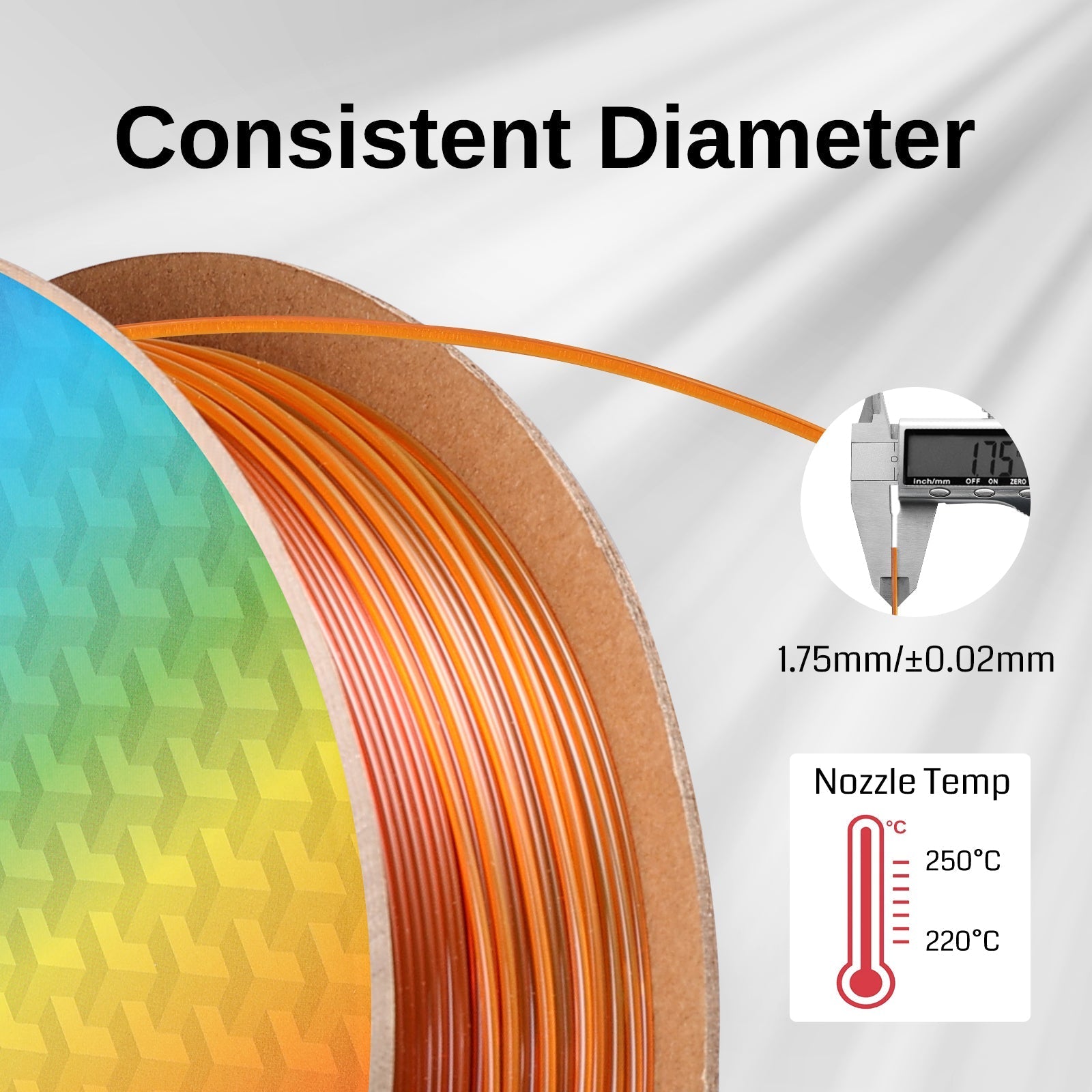 Translucent Rainbow, 1.75mm PRO-3 PETG Filament, 1kg   Filament   3DPrintiverse.com