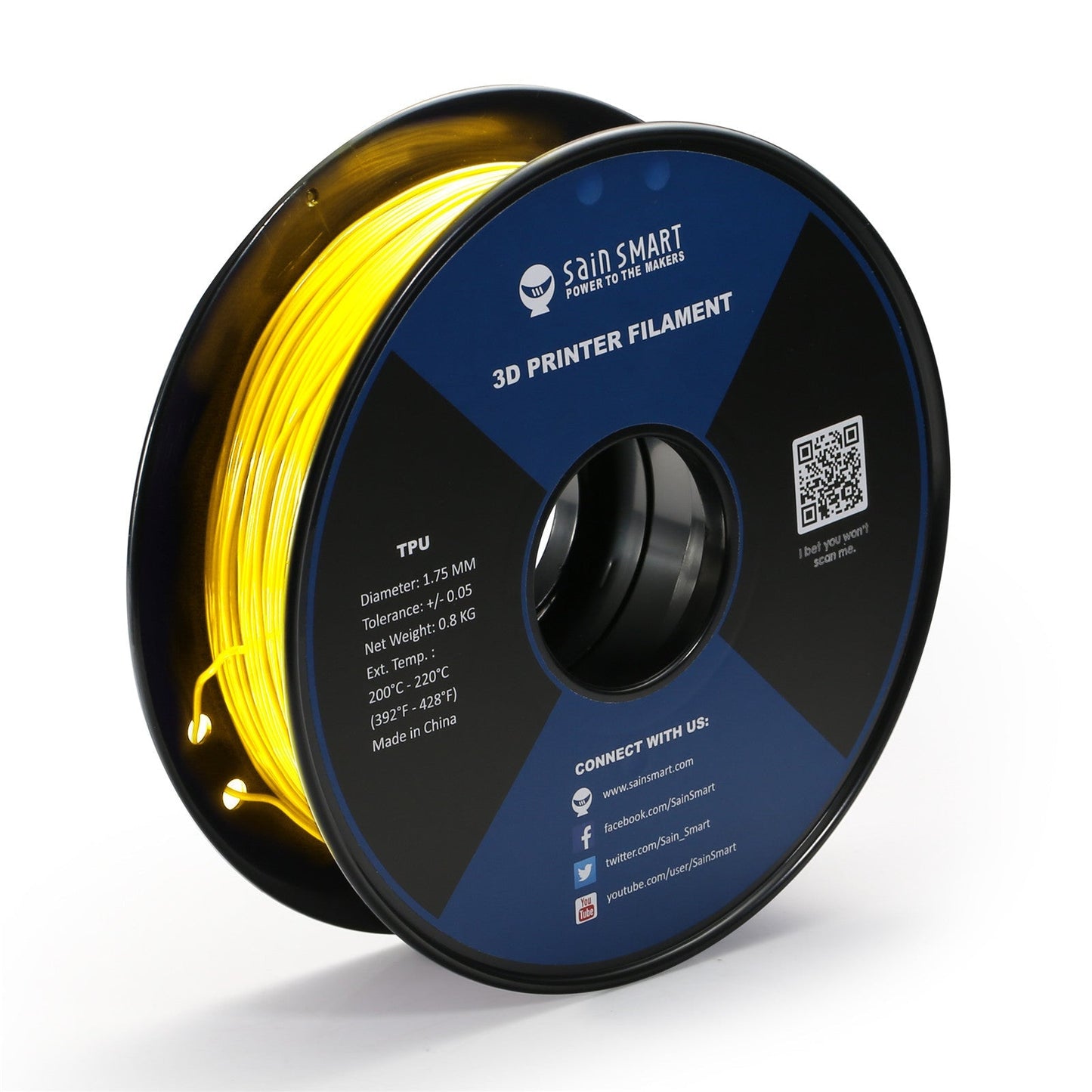 Neon Yellow, Cyberpunk Color TPU 1.75mm Filament 0.8kg/1.76lb   Filament   3DPrintiverse.com