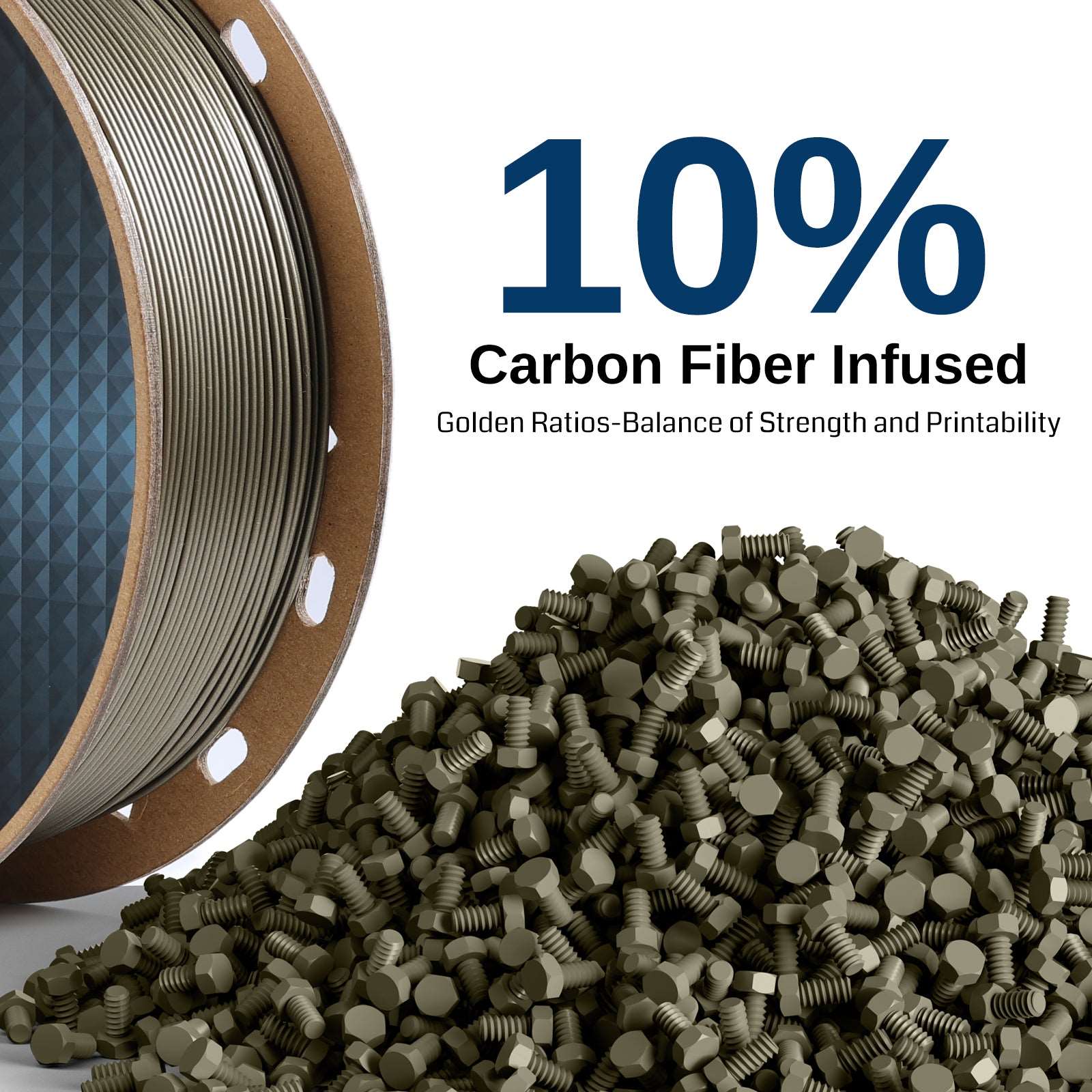 Black, Bronze Carbon Fiber PETG Filament, 1.75mm, Accuracy +/-0.04mm 1KG (2.2lbs)   Filament   3DPrintiverse.com