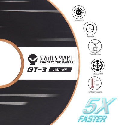 GT-3 High-Speed ASA Filament, 1.75mm Black, UV & Weather Resistant, Fit for Outdoor Functional Parts, 1kg, Accuracy +/- 0.04 mm   Filament   3DPrintiverse.com