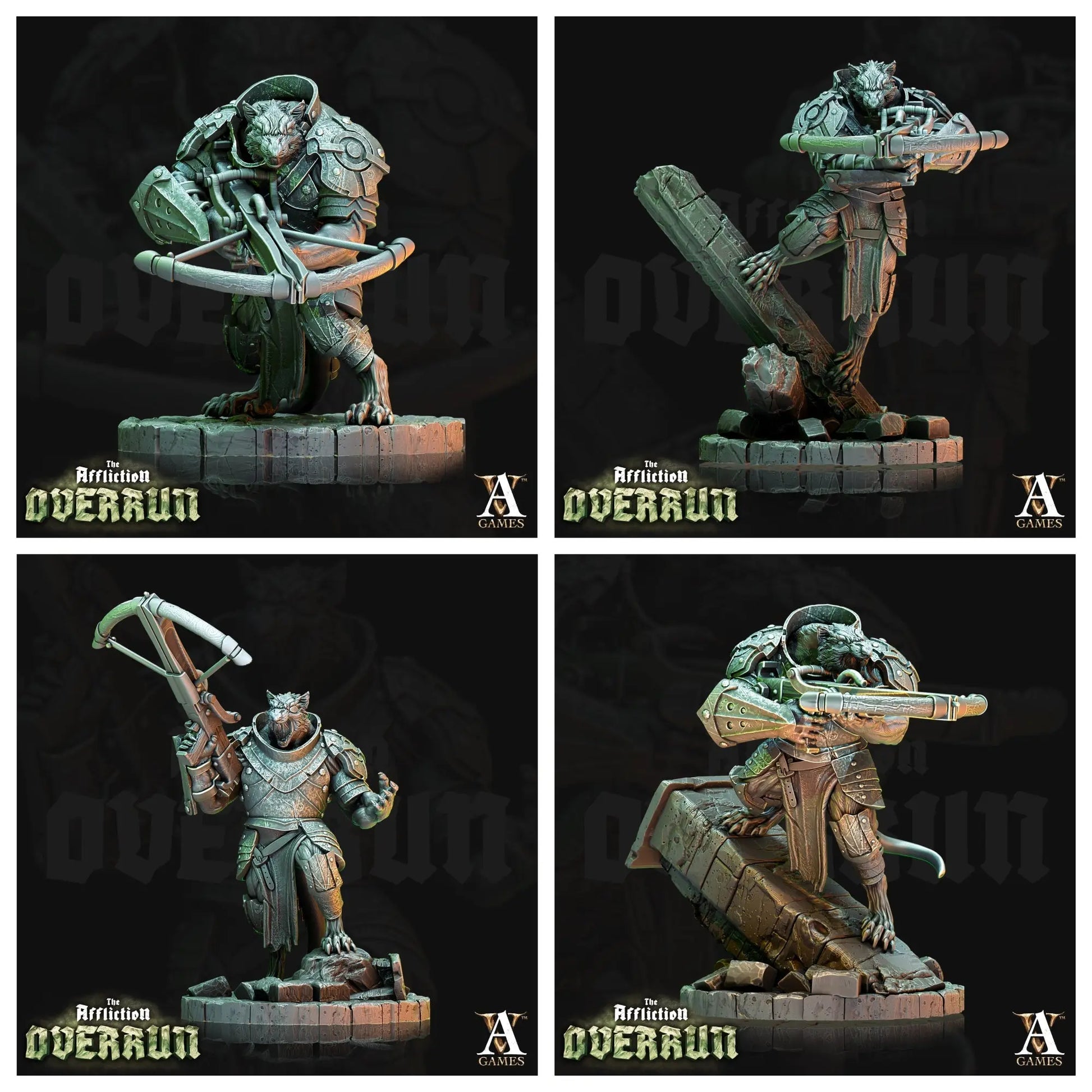 3D Printed Archvillain Games Affliction Overrun - Rat Arbalesters 28mm 32mm D&D   3D printed terrain  29.90 3DPrintiverse.com