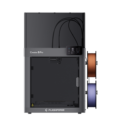 Flashforge Creator 5 Pro front view with side-mounted filament spools