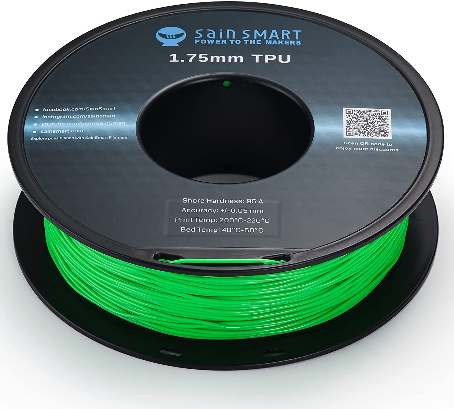 Neon Green, Cyberpunk Color TPU Filament 1.75mm 0.8kg/1.76lb   Filament   3DPrintiverse.com