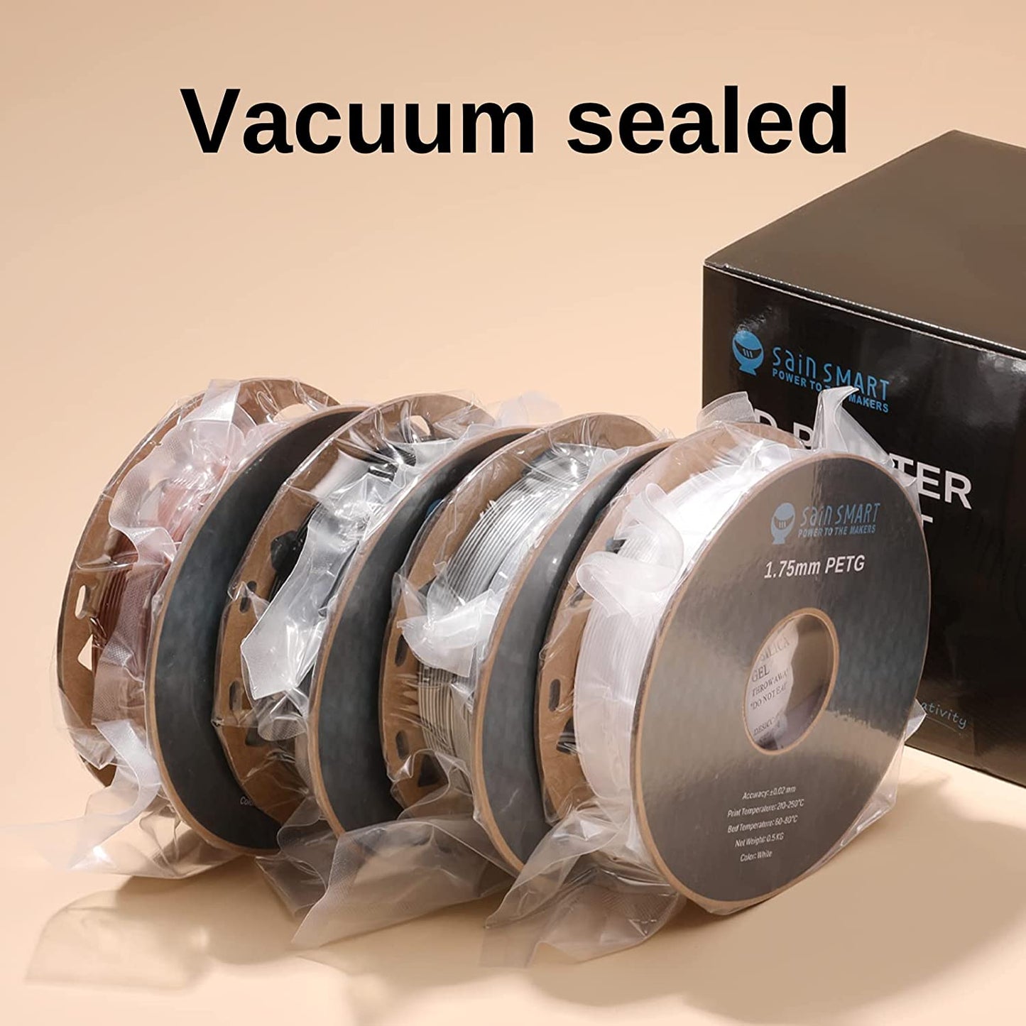 Black, White, Brown, Silver 1.75mm PRO-3 PETG Filament, 500g x 4pack   Filament   3DPrintiverse.com
