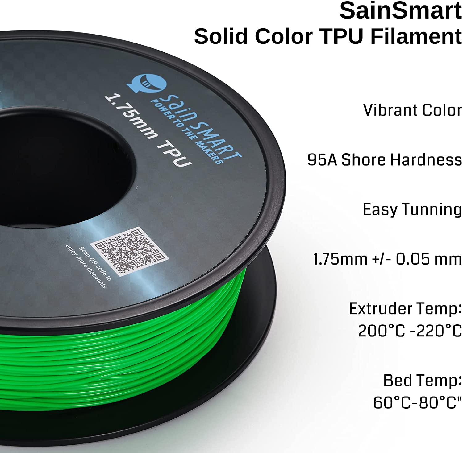 Neon Green, Cyberpunk Color TPU Filament 1.75mm 0.8kg/1.76lb   Filament   3DPrintiverse.com