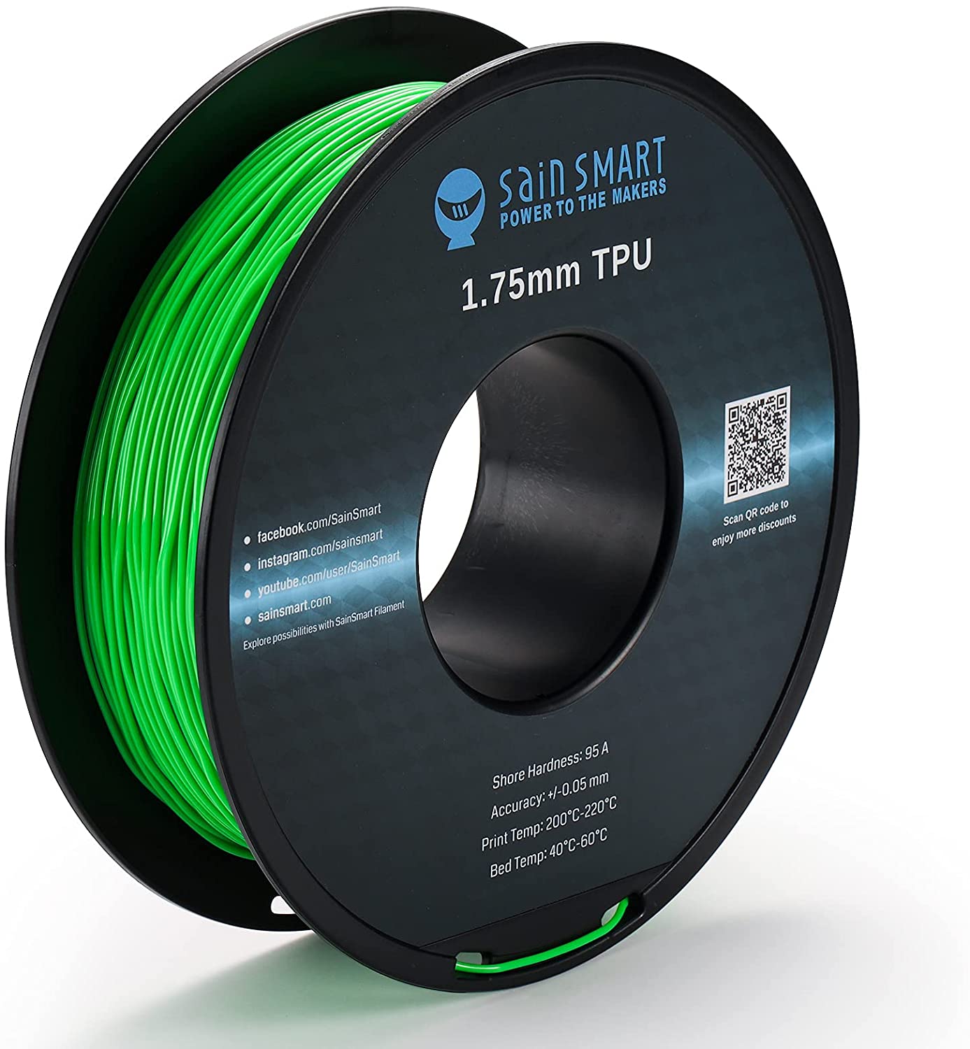 Neon Green, Cyberpunk Color TPU Filament 1.75mm 0.8kg/1.76lb   Filament   3DPrintiverse.com