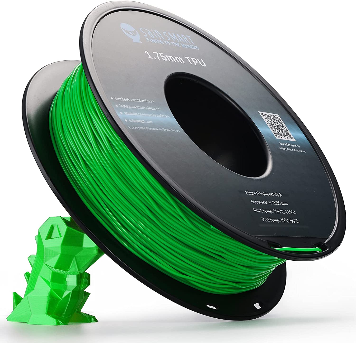 Neon Green, Cyberpunk Color TPU Filament 1.75mm 0.8kg/1.76lb   Filament   3DPrintiverse.com