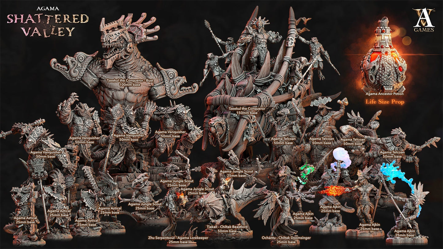 3D Printed Archvillain Games Agama Shattered Valley - Agama Vanquishers 28mm 32mm D&D 3D Printing Boss