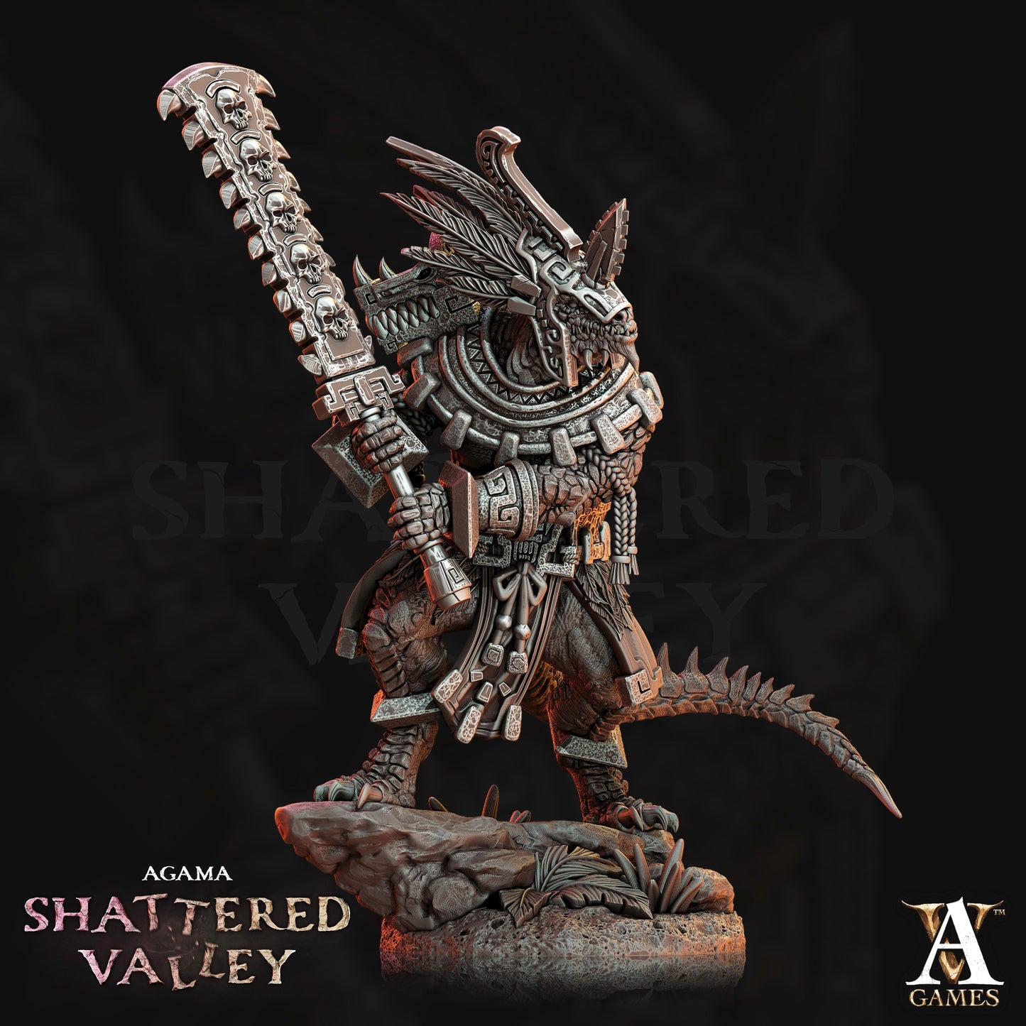 3D Printed Archvillain Games Agama Shattered Valley - Agama Aztical 28mm 32mm D&D 3D Printing Boss