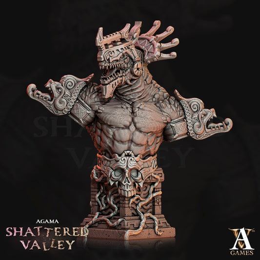 3D Printed Archvillain Games Agama Shattered Valley Tzeekul the Conqueror - Bust  28mm 32mm D&D 3D Printing Boss
