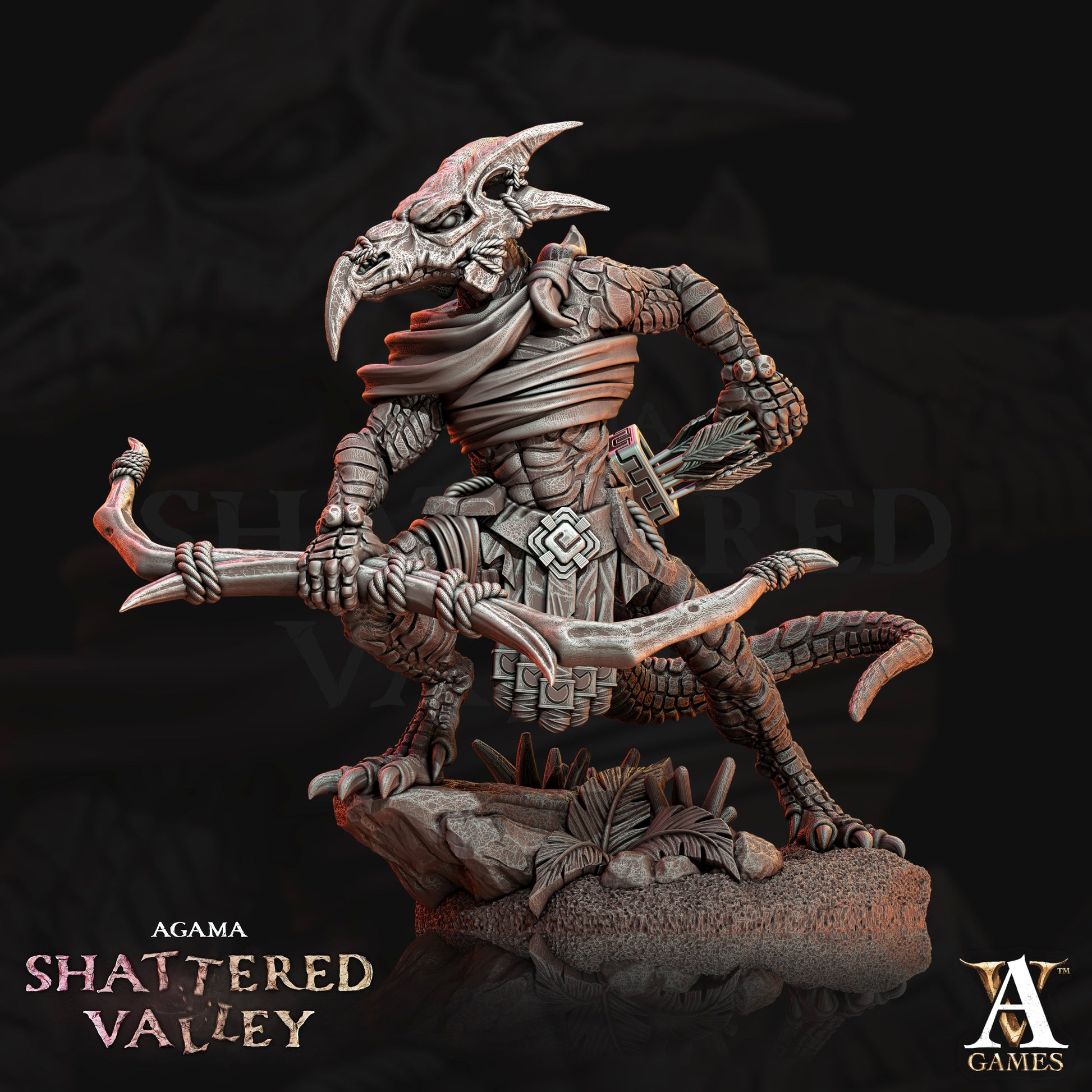 3D Printed Archvillain Games Agama Shattered Valley - Agama Jungle Scouts 28mm 32mm D&D 3D Printing Boss