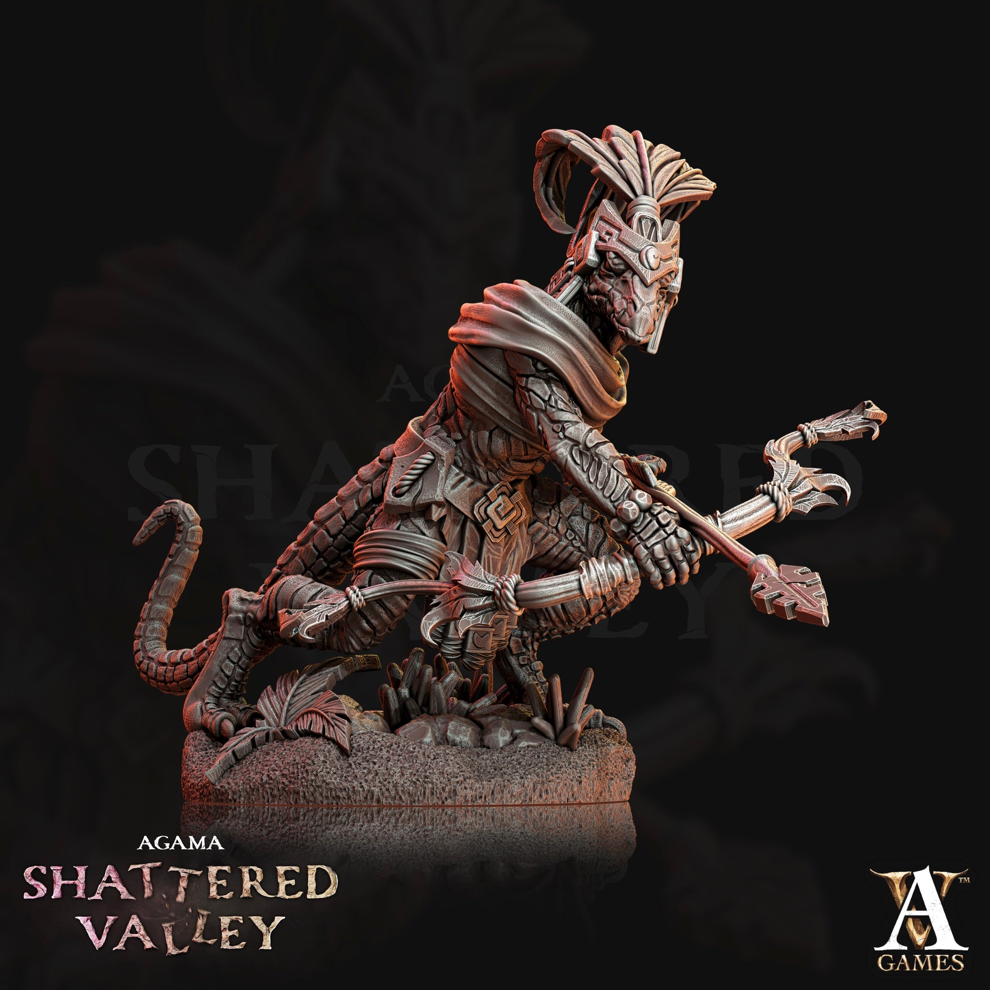 3D Printed Archvillain Games Agama Shattered Valley - Agama Jungle Scouts 28mm 32mm D&D 3D Printing Boss