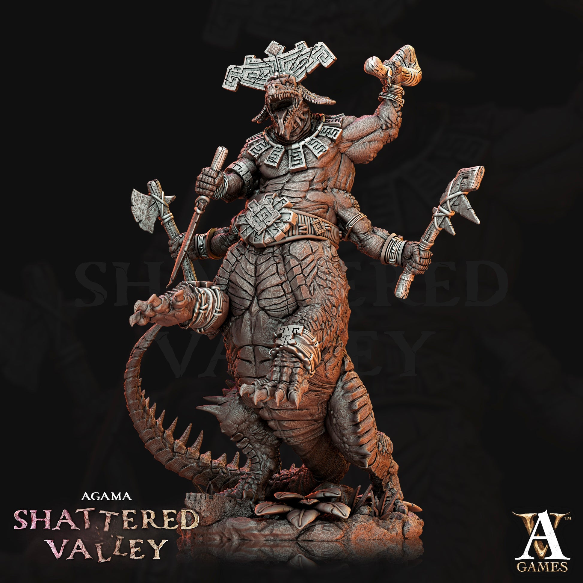 3D Printed Archvillain Games Agama Shattered Valley - Agama Telcoans 28mm 32mm D&D 3D Printing Boss