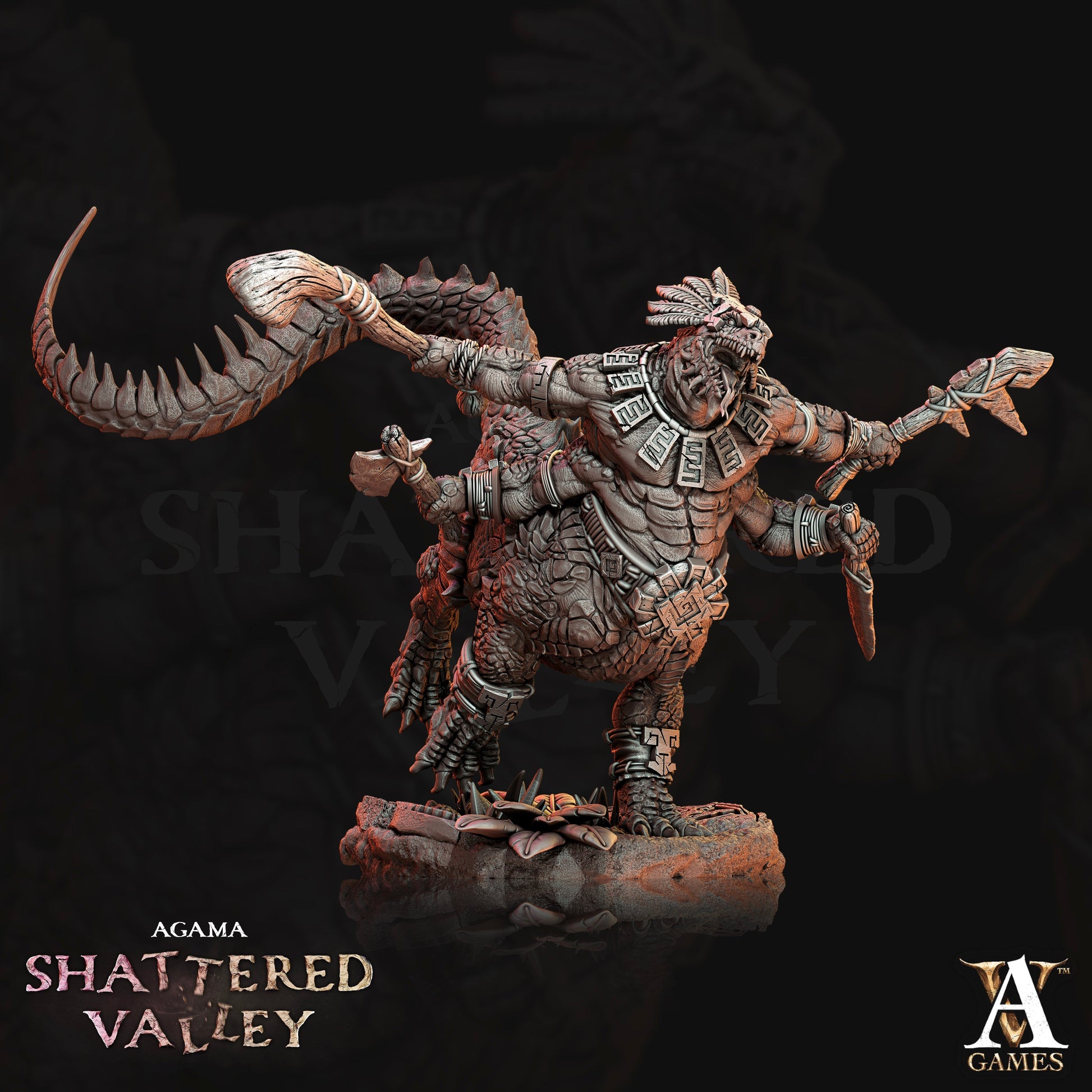 3D Printed Archvillain Games Agama Shattered Valley - Agama Telcoans 28mm 32mm D&D 3D Printing Boss