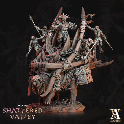 3D Printed Archvillain Games Agama Shattered Valley - Tzeekul the Conqueror 28mm 32mm D&D 3D Printing Boss