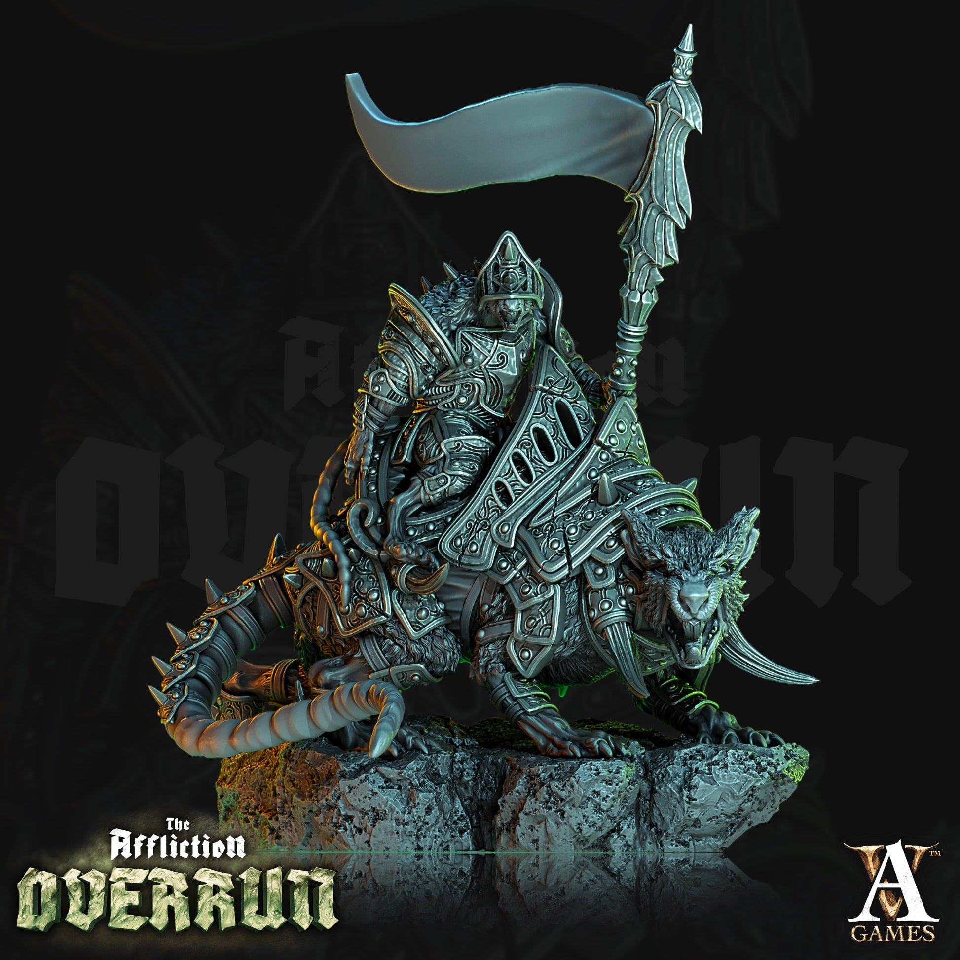 3D Printed Archvillain Games Affliction Overrun - Dire Rat Riders 28mm 32mm D&D 3D Printing Boss