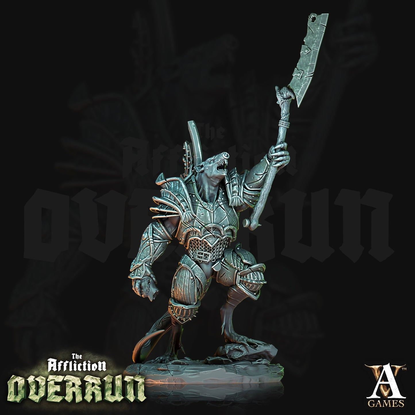 3D Printed Archvillain Games Affliction Overrun - Onqrin the Rabid 28mm 32mm D&D 3D Printing Boss