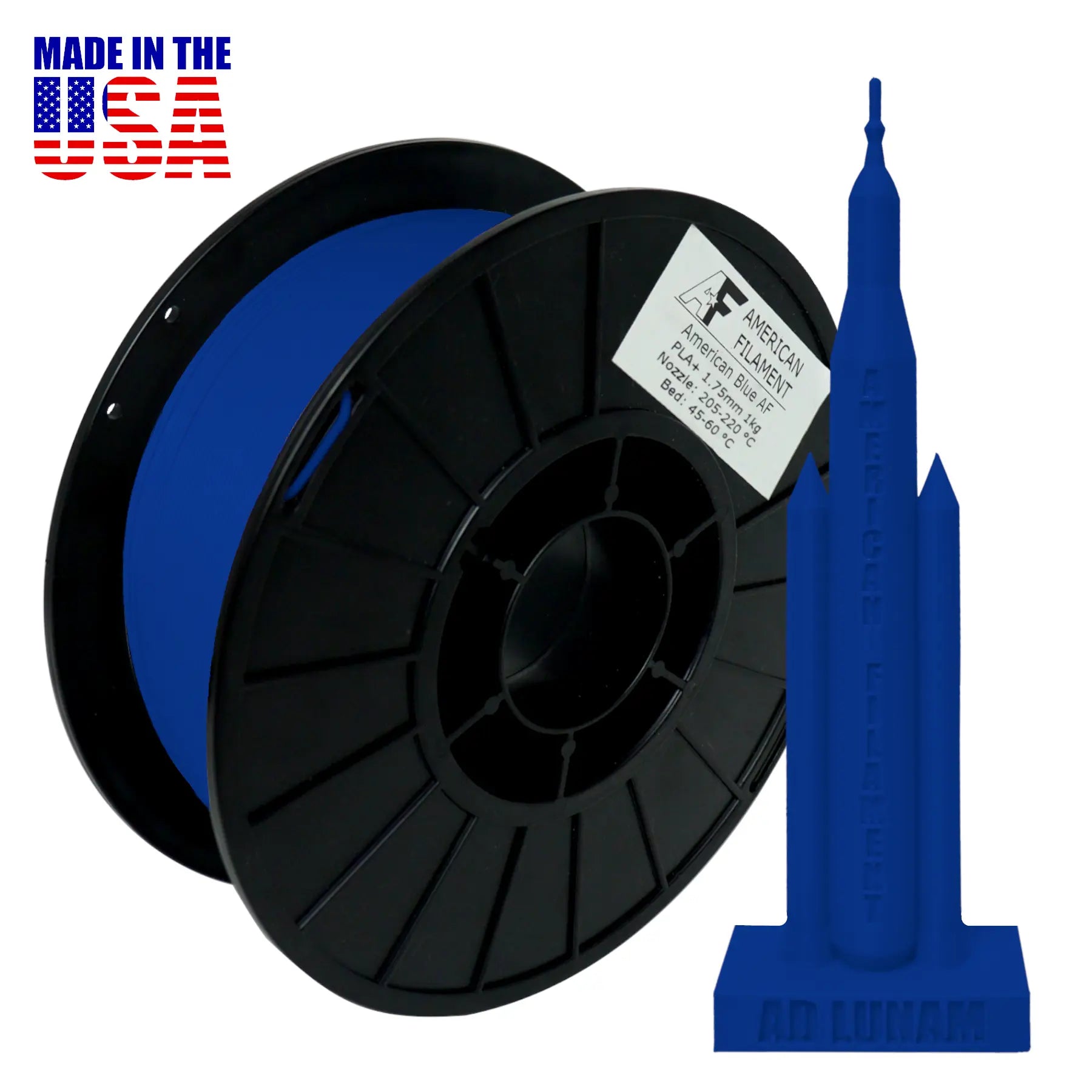 American Blue AF 1.75mm PLA+ Filament  Made in the USA!   PLA+ Filament   3DPrintiverse.com