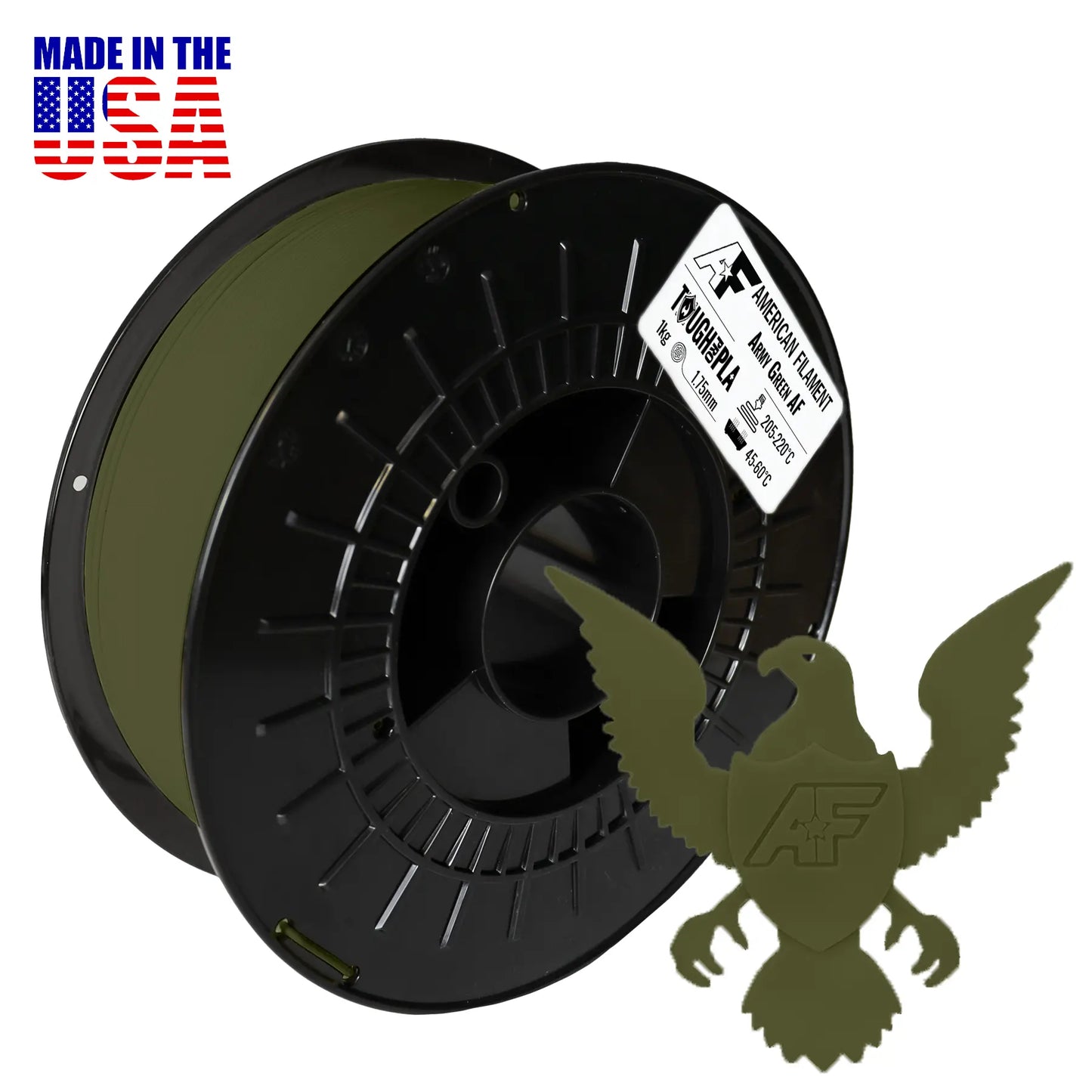 Army Green AF 1.75mm Tough Pro PLA+ Filament Made in the USA!   Tough Pro PLA+   3DPrintiverse.com