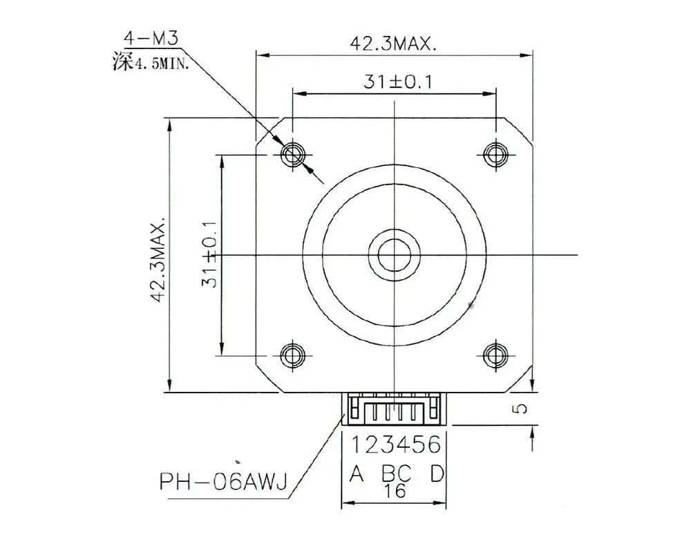 BIQU 42HDB4036Z-24B 1A Nema 17 Motor 1.8 degree Class F High Temp Motor   Motors   3DPrintiverse.com