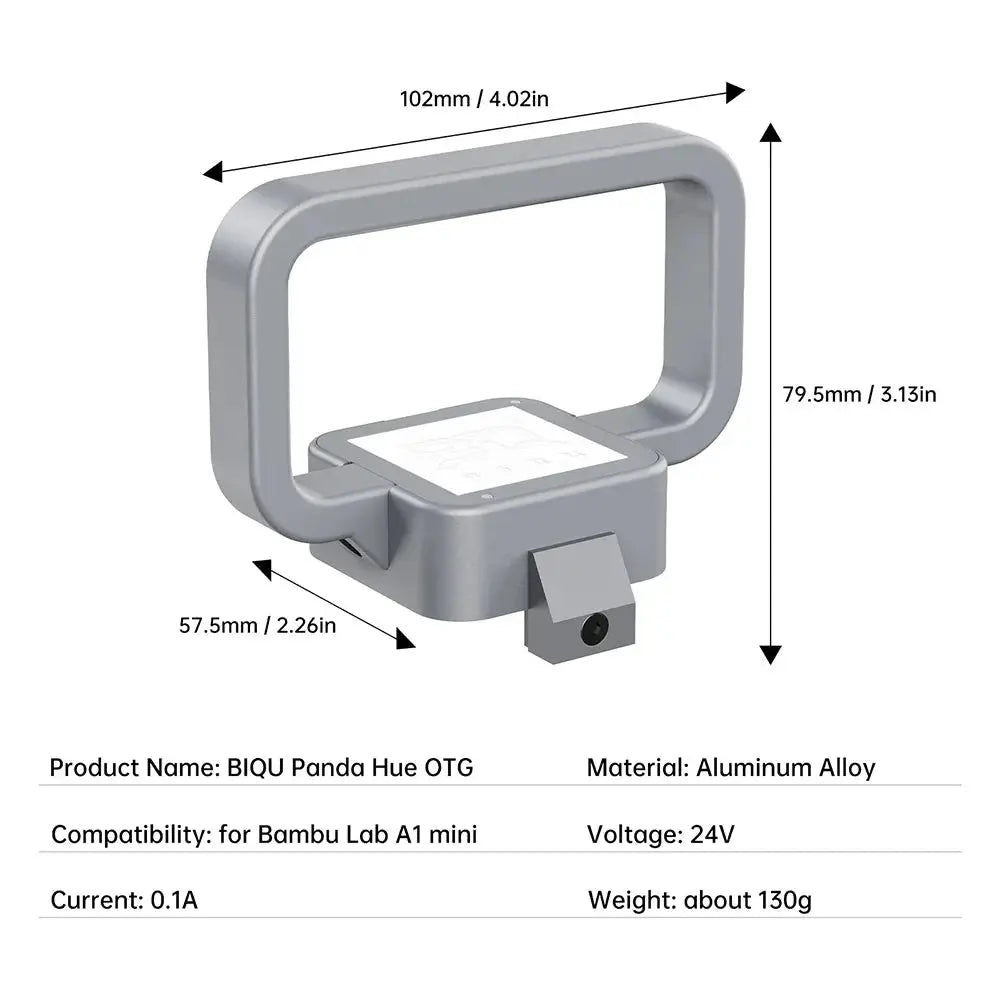 BIQU Panda Hue OTG - CNC Machined DIY Translucent Handle with LED for lifting and hiding wires on A1 Mini   3D Printer Accessories   3DPrintiverse.com