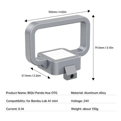 BIQU Panda Hue OTG - CNC Machined DIY Translucent Handle with LED for lifting and hiding wires on A1 Mini   3D Printer Accessories   3DPrintiverse.com