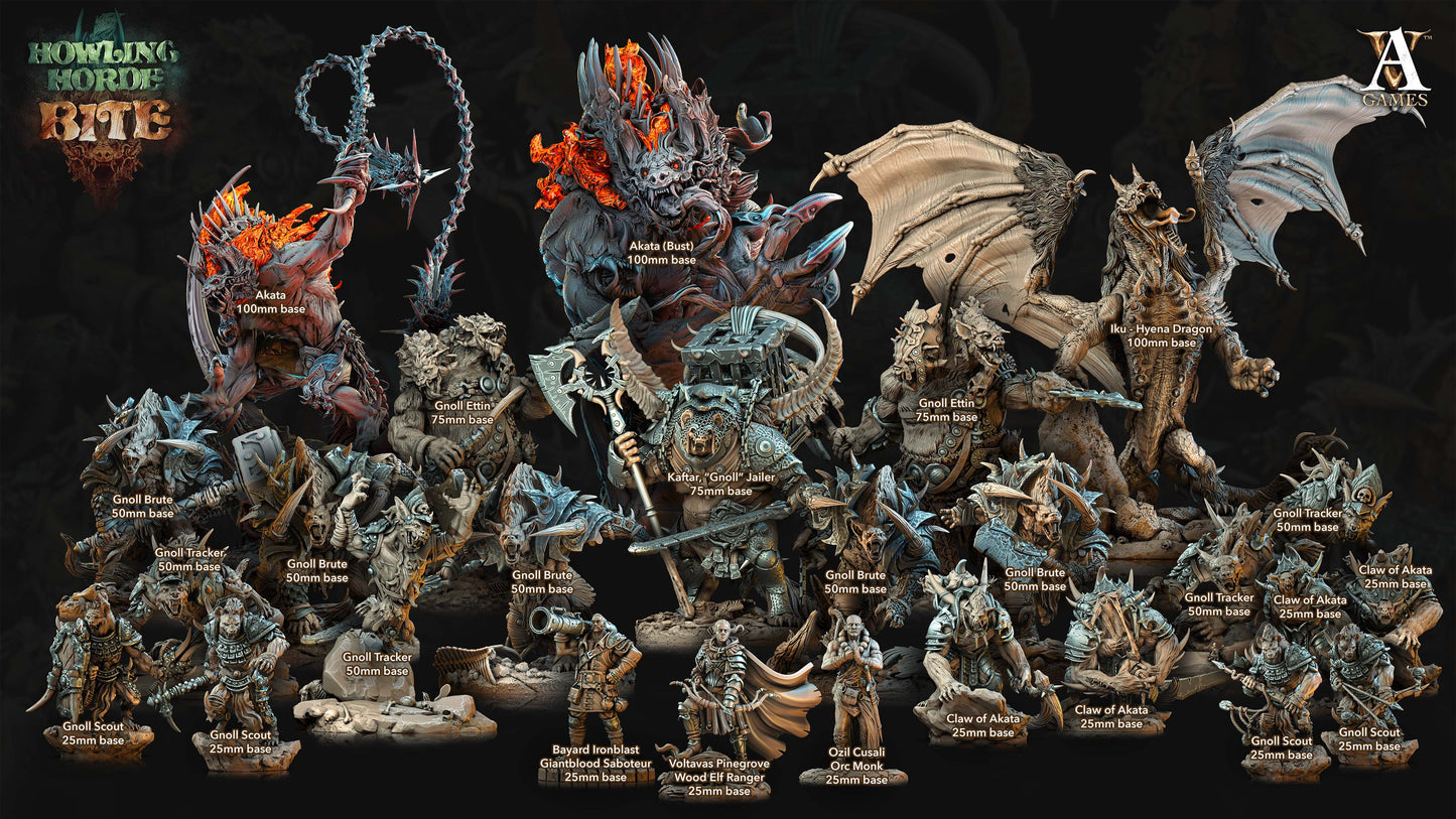 3D Printed Archvillain Games Akata Howling Horde 28 32mm D&D 3D Printing Boss