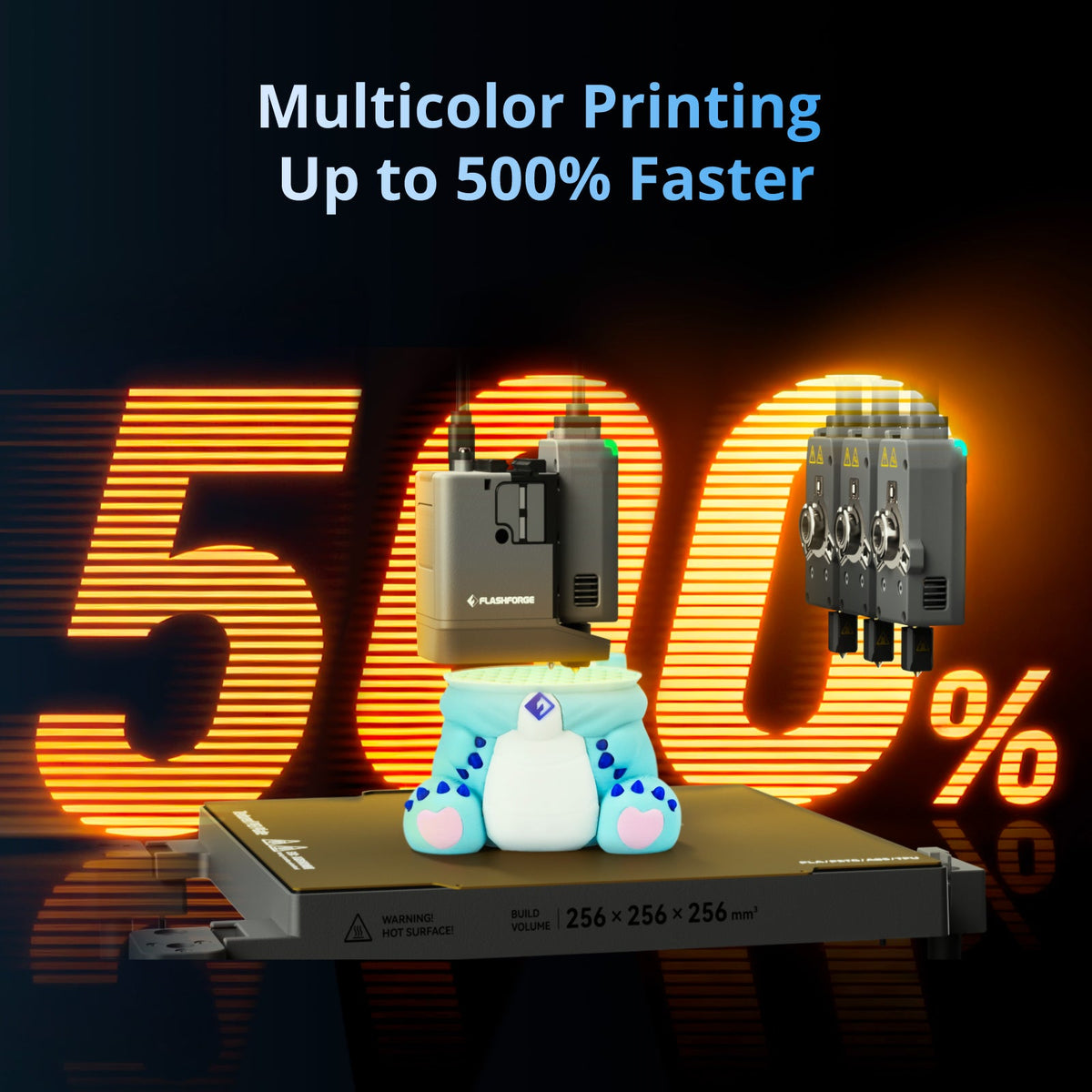 Flashforge Creator 5 multicolor printing up to 500% faster than single-nozzle printers