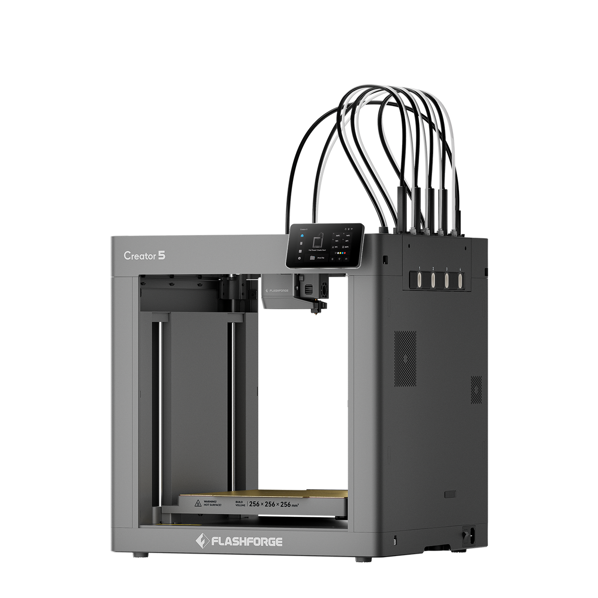 Flashforge Creator 5 open-frame 3D printer three-quarter view