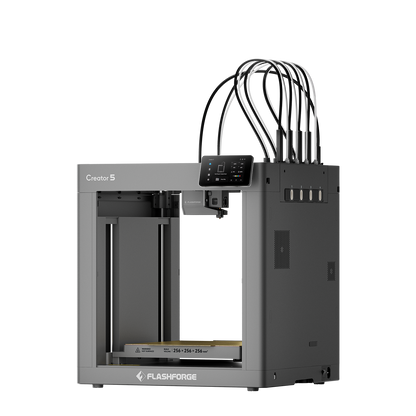 Flashforge Creator 5 open-frame 3D printer three-quarter view