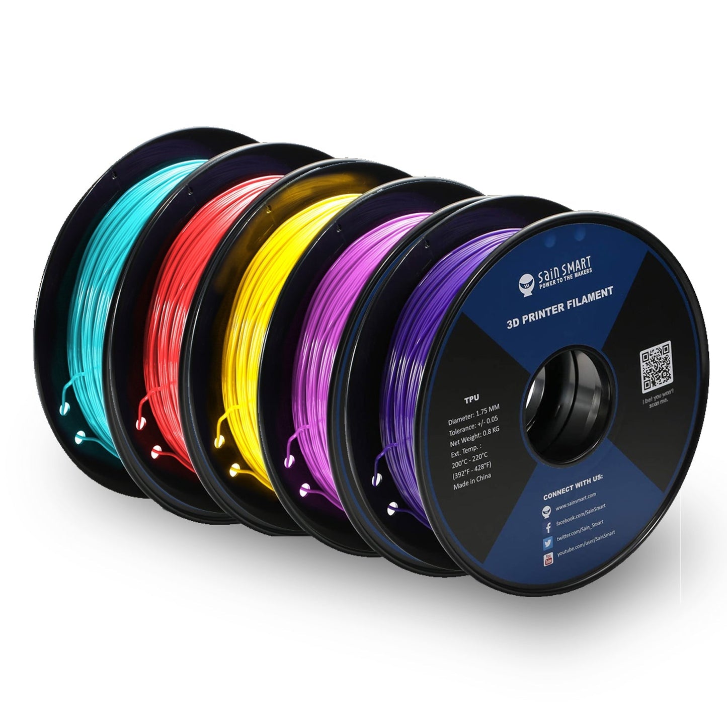 Neon Color TPU Filament Bundle Kit, Cyberpunk Color 1.75mm 0.8kg/1.76lb   Filament   3DPrintiverse.com